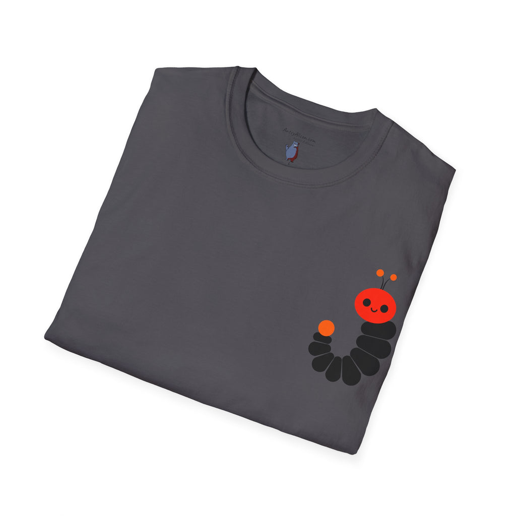 Midwest Modern Pop Icon Red and Orange Caterpillar - 100% Cotton Graphic Tee - animal lovers, insects, bugs, caterpillars, red, orange