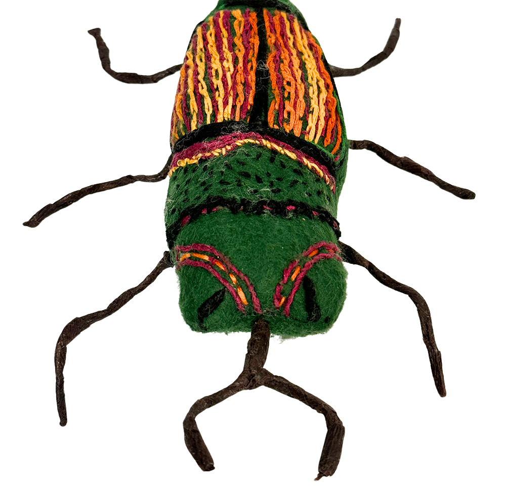 One of a Kind Plush Beetle Soft Art Collectible in Green