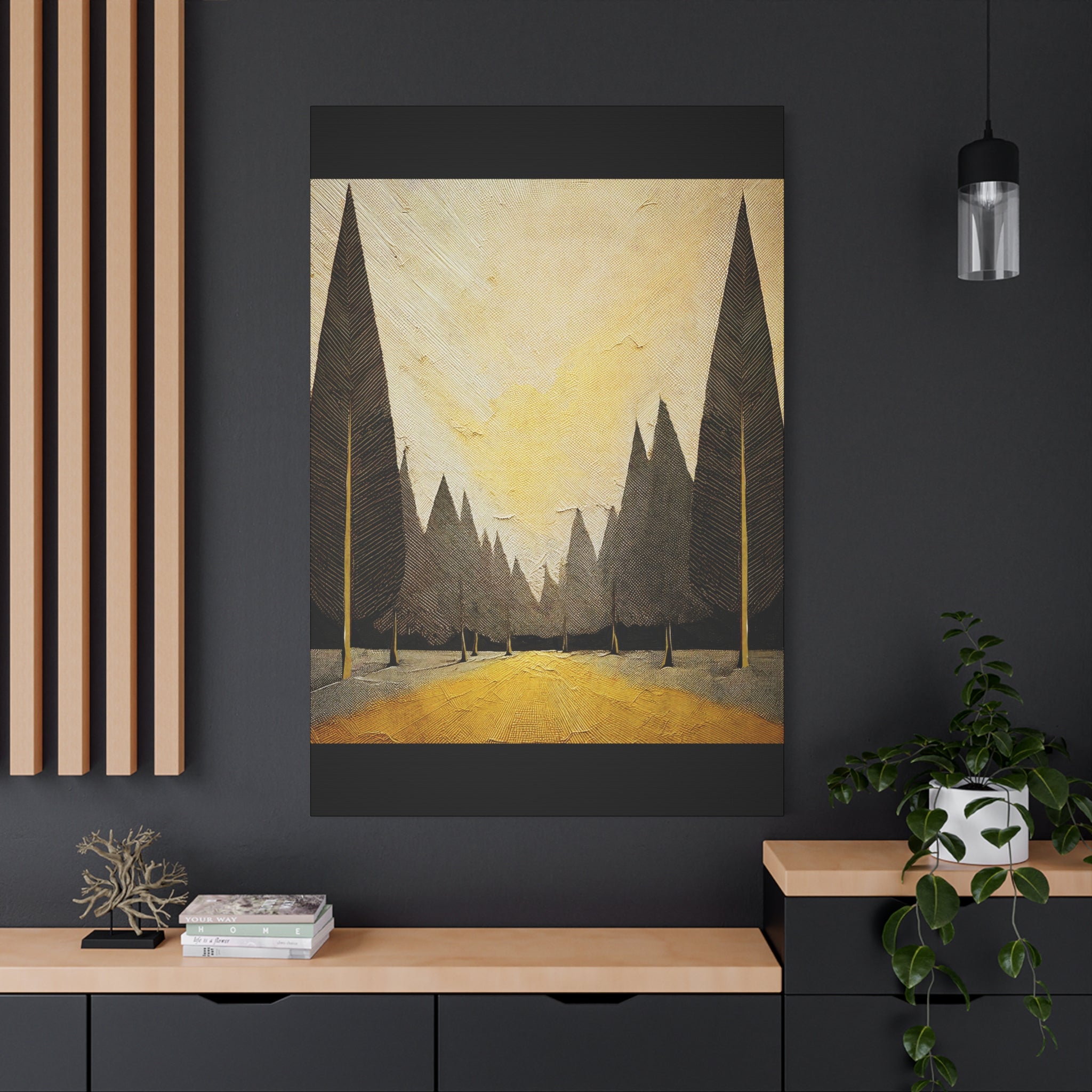 Moody Modern Golden Landscape - Matte Canvas, Stretched, 1.25"