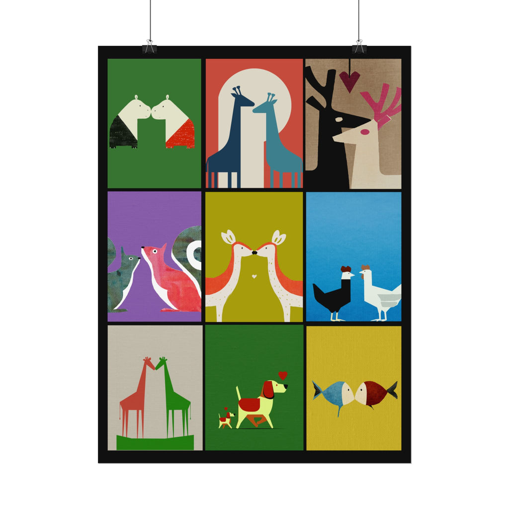 Midwest Modern Animal Love, Rolled Poster -  animals, nature, love, valentines, colorful, mod
