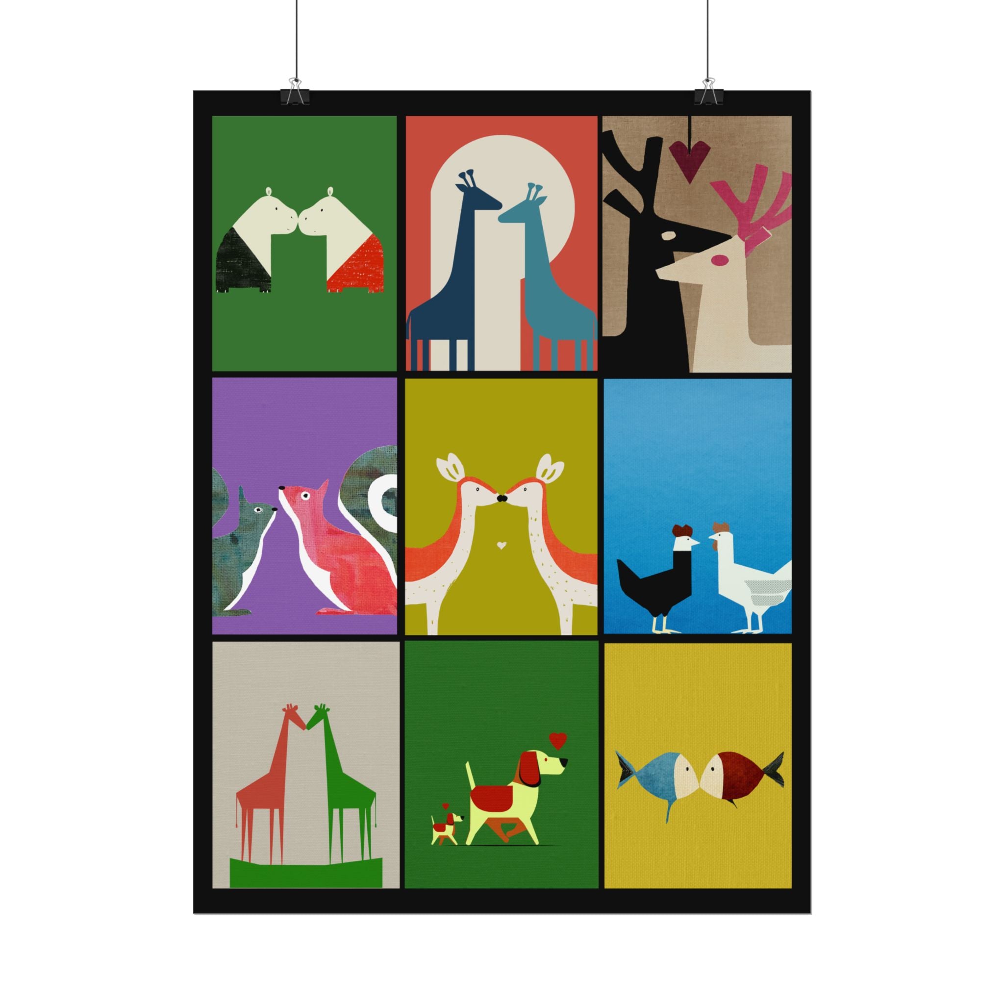 Midwest Modern Animal Love, Rolled Poster -  animals, nature, love, valentines, colorful, mod