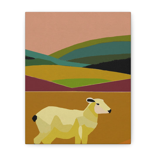 Springtime Lamb on the Prairie Abstract Landscape - Matte Canvas, Stretched, 1.25"