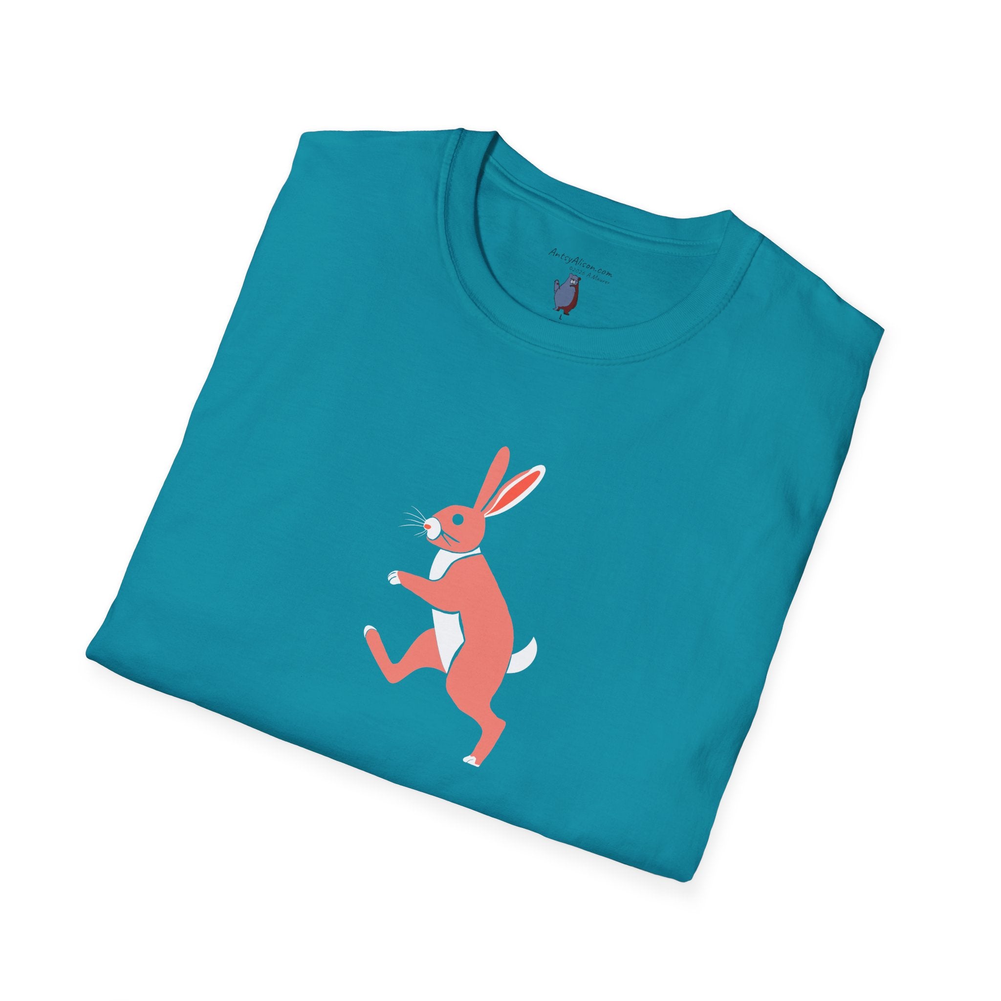 Midwest Modern Run Rabbit Run #6 - 100% Cotton Graphic Tee - animal lovers, rabbit, bunny, easter, spring