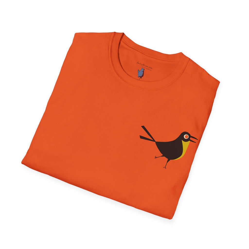 Midwest Modern Pop Icon Happy Bird - 100% Cotton Graphic Tee - animal lovers, bird, mood, happy, aviary