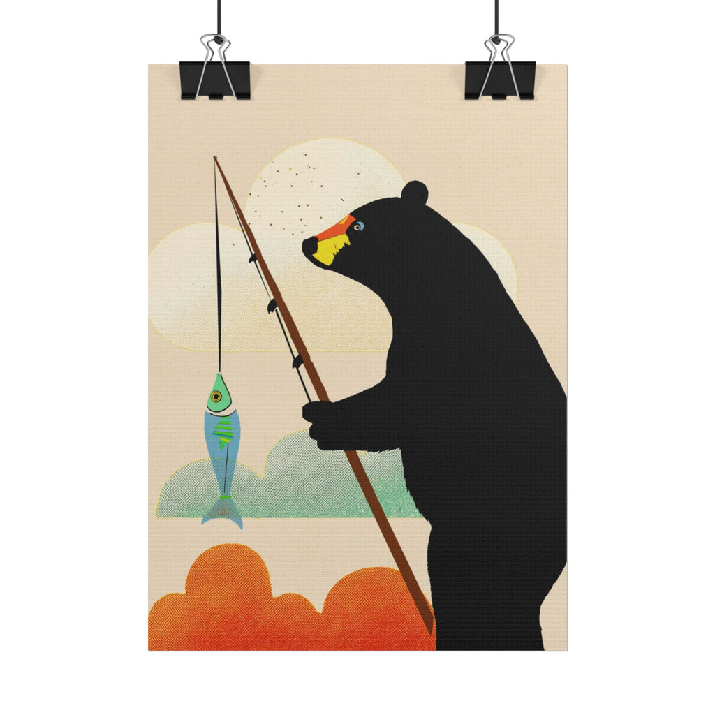 Fishing Bear with Catch Art Print Rolled Poster | Fishing, Bears