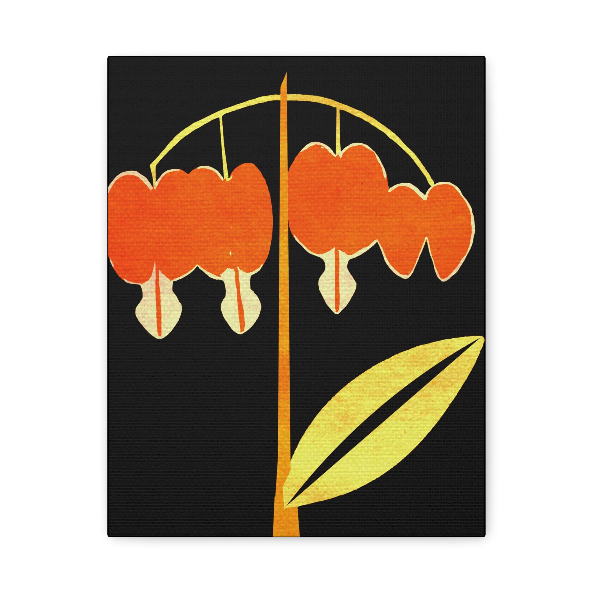 Midwest Modern Abstract Bleeding Heart Plant Print - Matte Canvas, Stretched, 1.25"