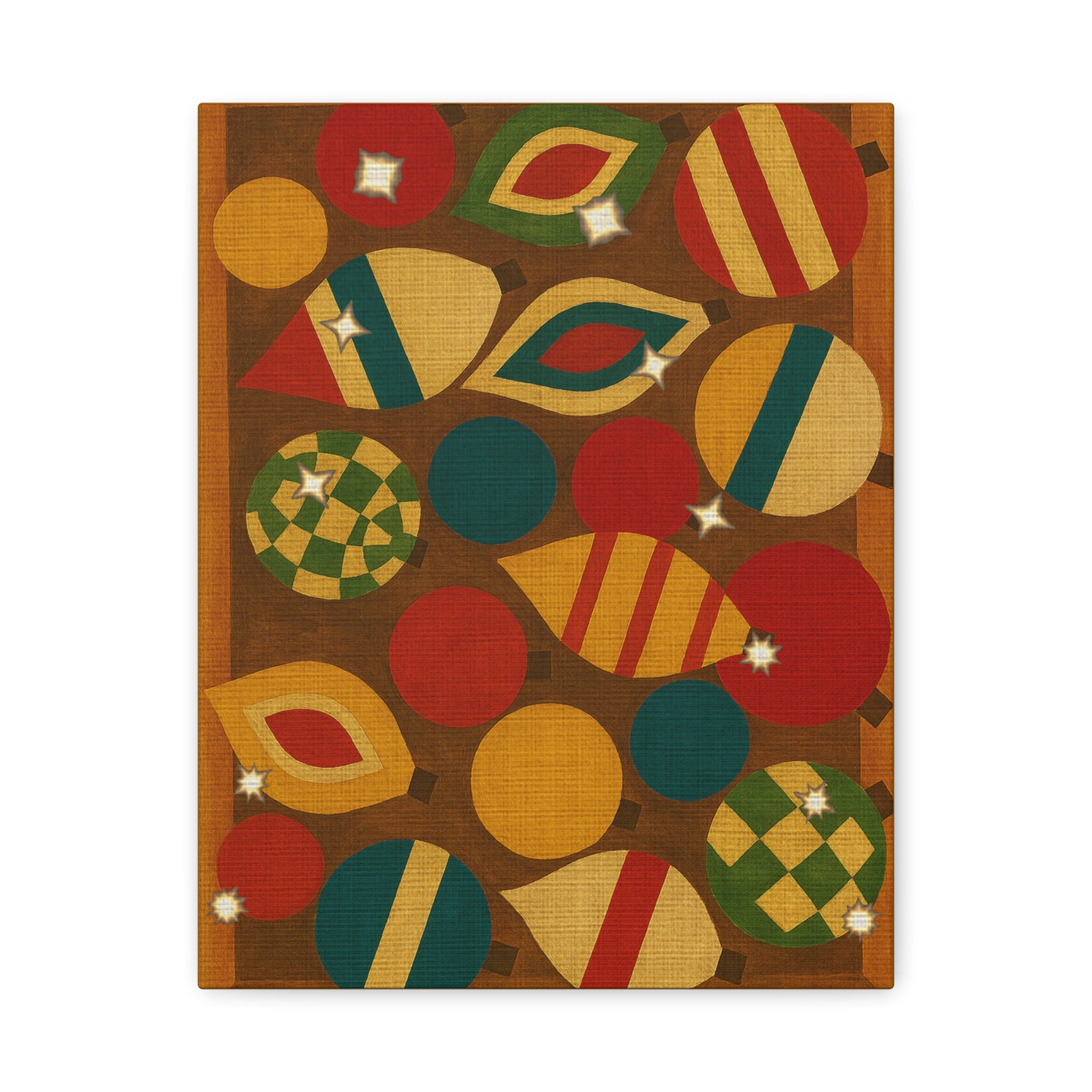 Midwest Mod Seasonal Christmas Art Print -Vintage Glass Box of Ornaments - Matte Canvas, Stretched, 1.25"