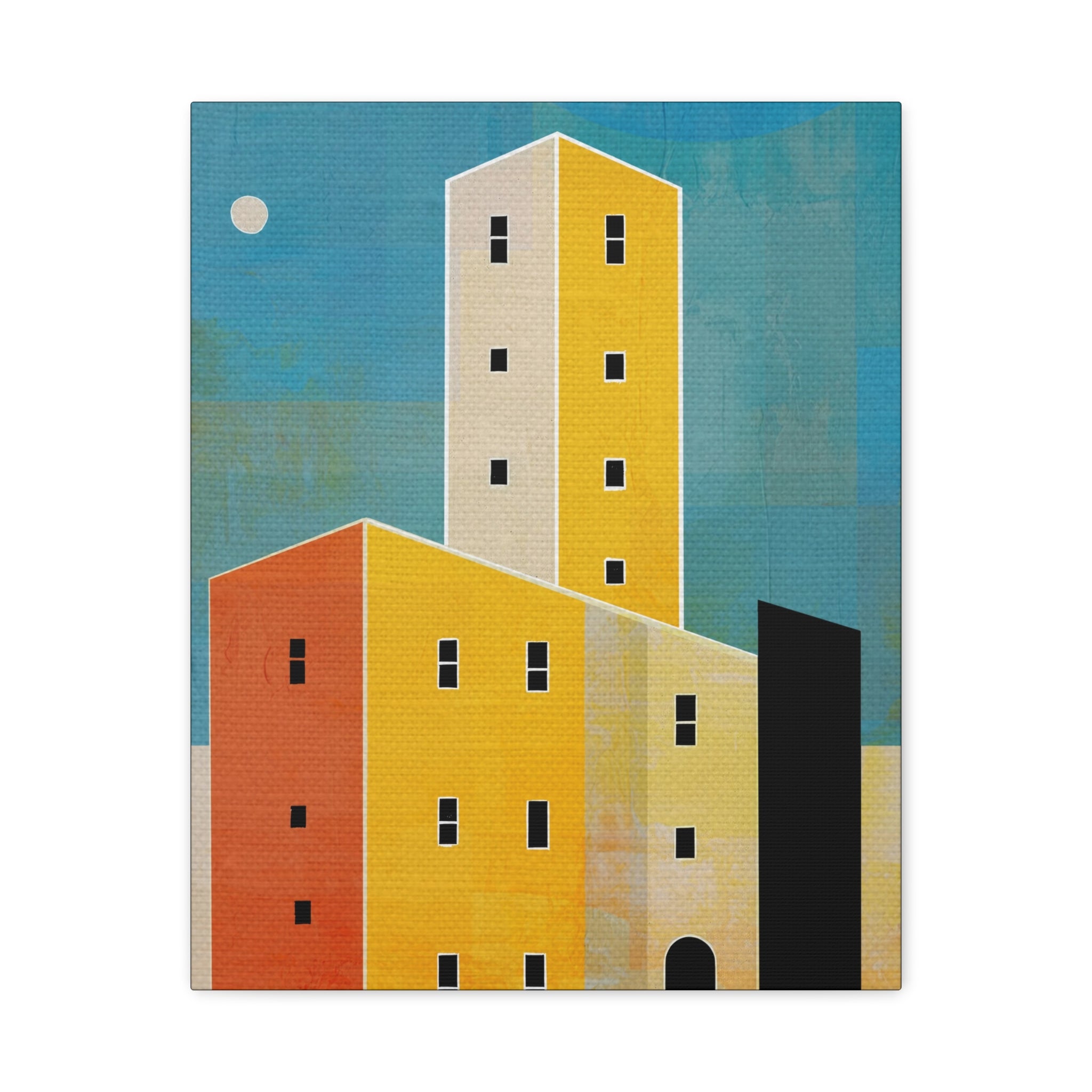 Midwest Modern Cityscape in Blue Print - Matte Canvas, Stretched, 1.25" -  home decor, wall art, city, blue