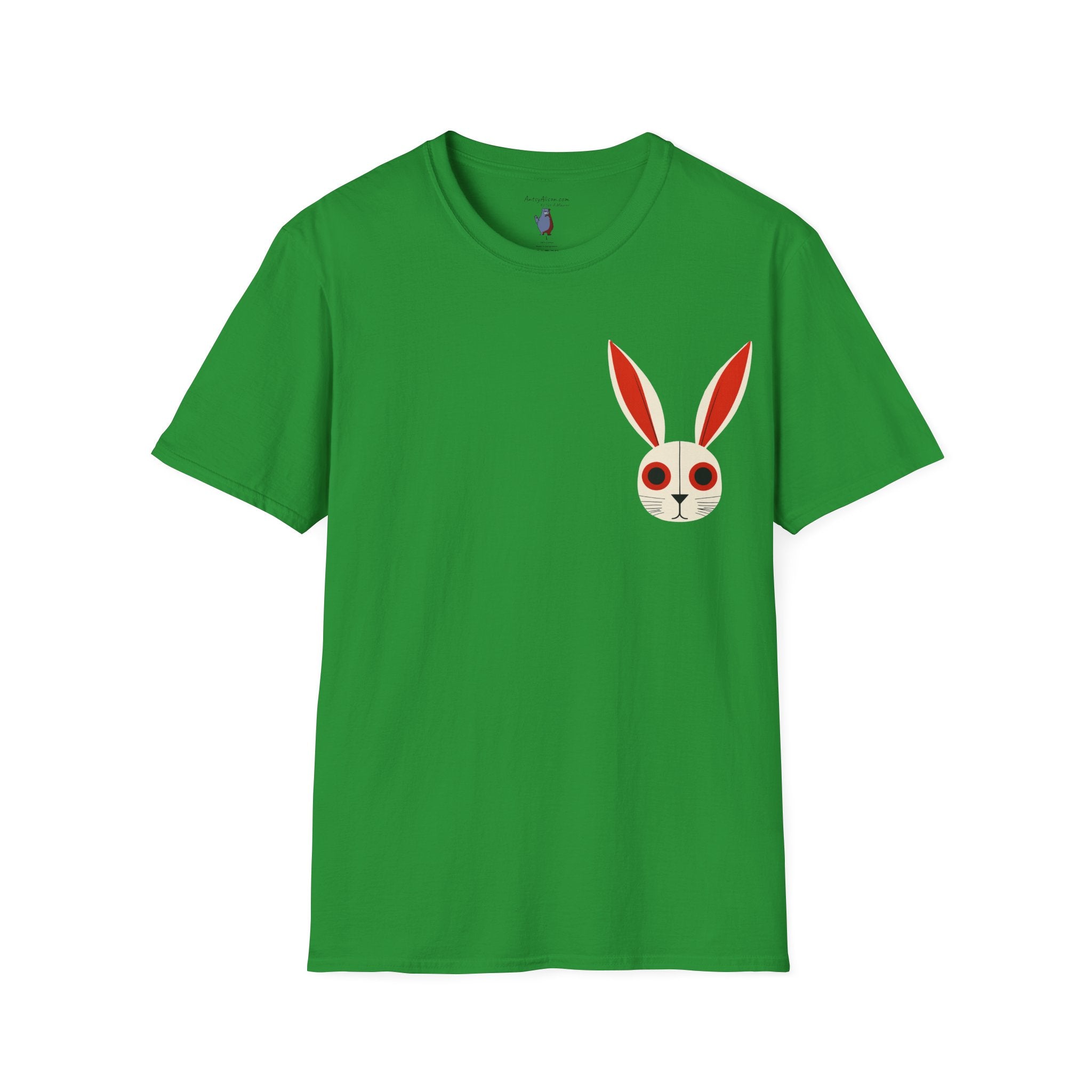 Midwest Modern Pop Iconic Bunny Head  - 100% Cotton Graphic Tee - animal lovers, bunny, rabbit, red, white
