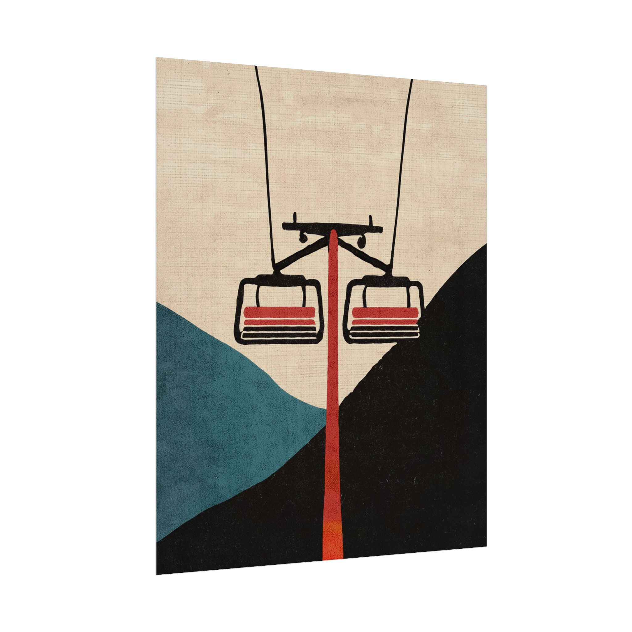 Midwest Mod Minimal Ski Lift Poster, Rolled Poster -  Ski, Ski Lift, Mountains, Snow, Winter, Sports