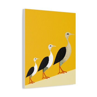 Three Birds in A Row Modern Graphic Art Print - Matte Canvas, Stretched, 1.25"