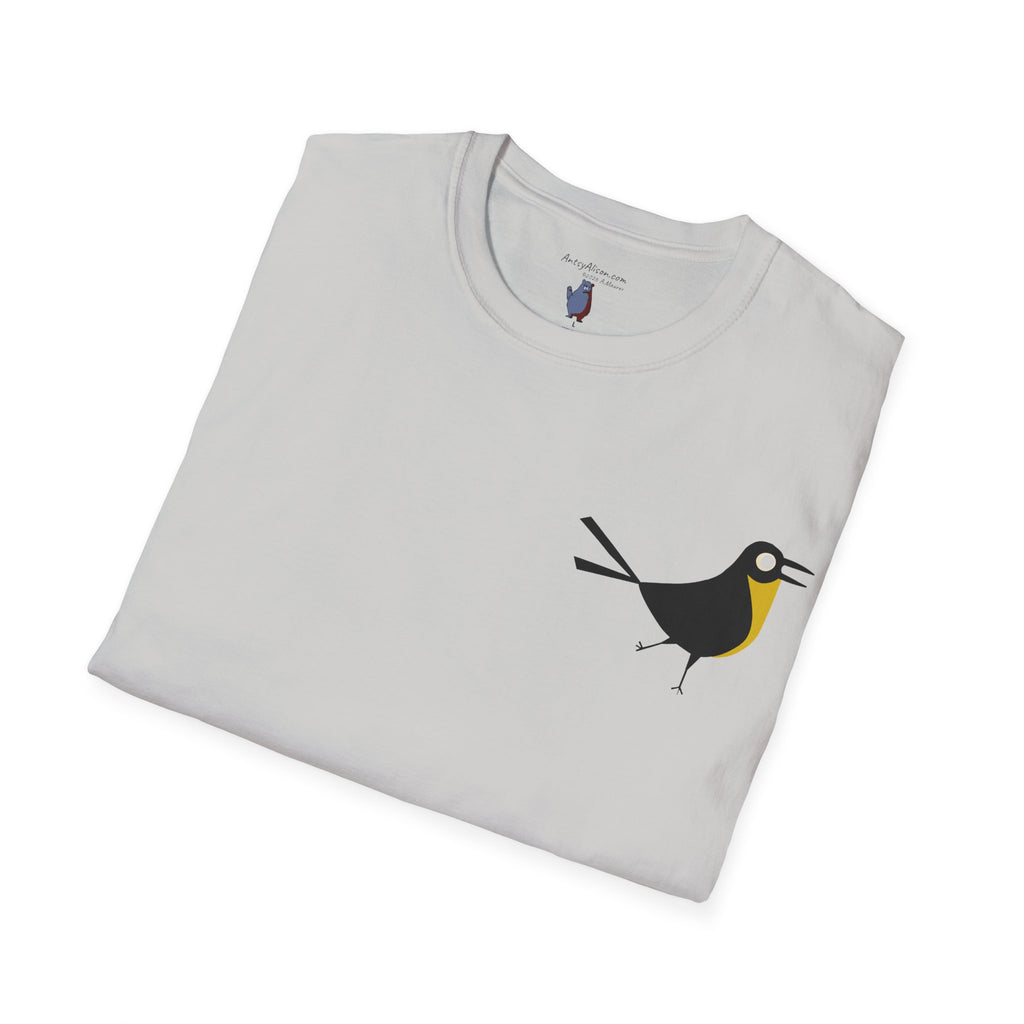 Midwest Modern Pop Icon Happy Bird - 100% Cotton Graphic Tee - animal lovers, bird, mood, happy, aviary