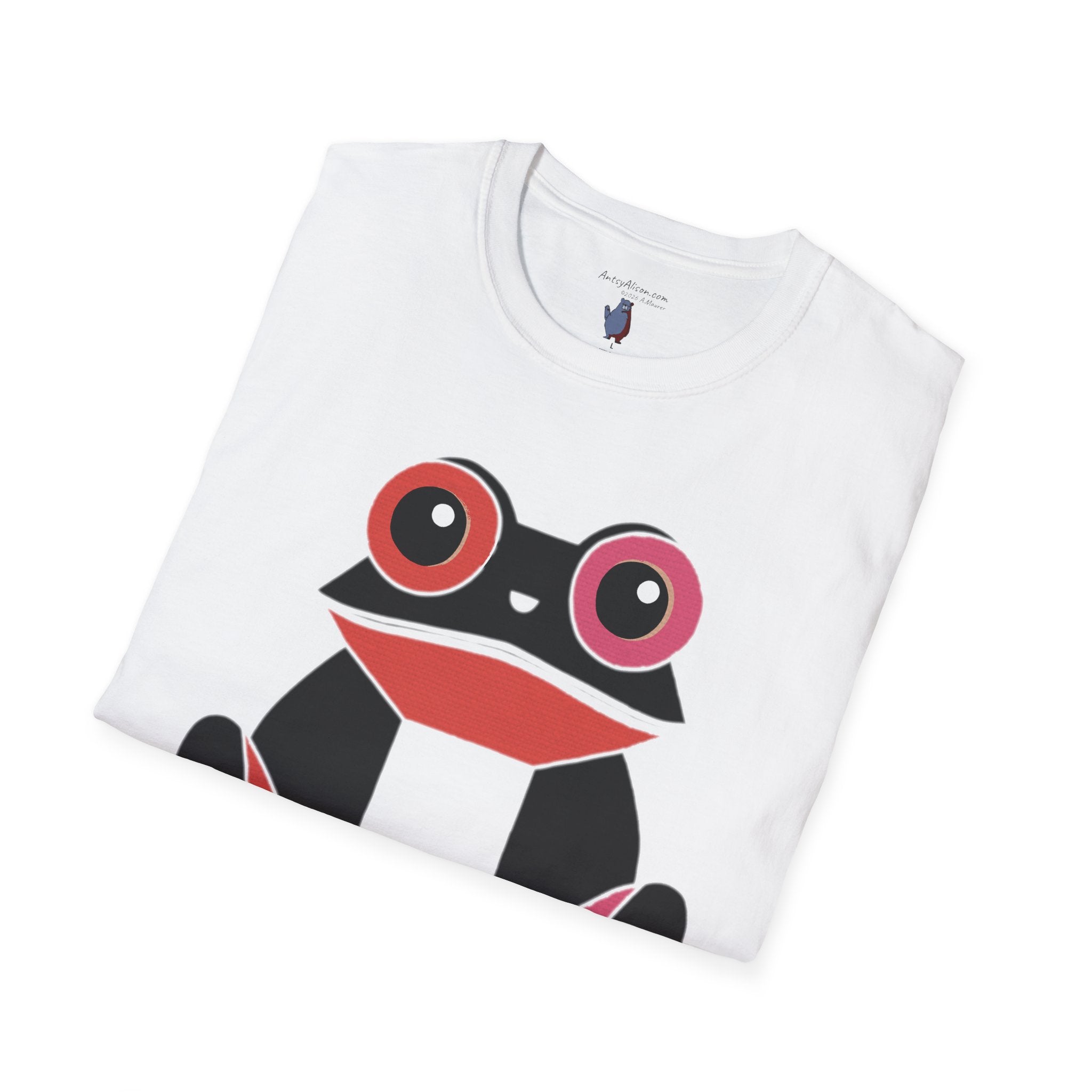 Midwest Modern Pop Iconic Blank and Pink Frog - 100% Cotton Graphic Tee - animal lovers, frogs, amphibians, black, pink