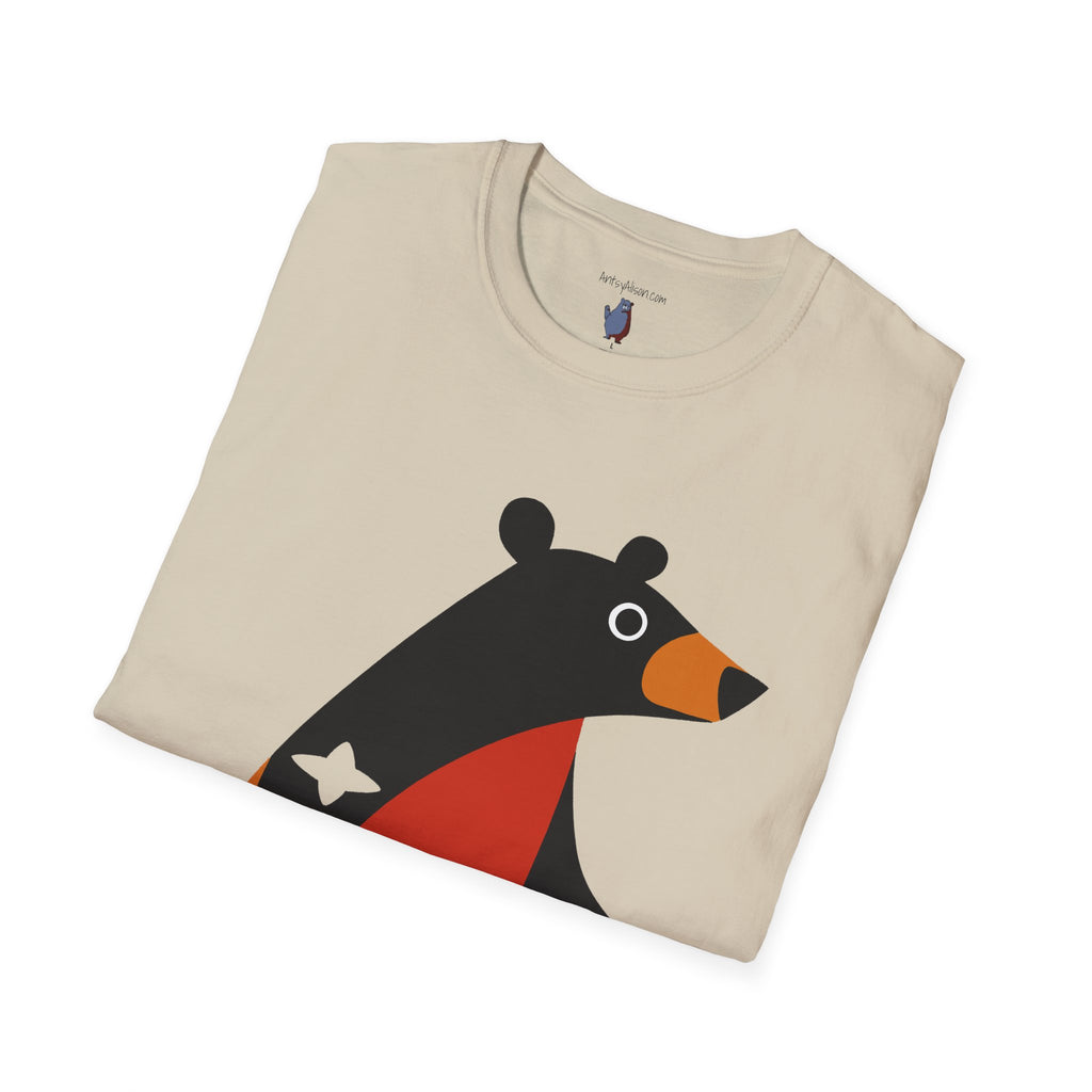 Mod Diamond Black Bear Graphic Art Tee - 100% Cotton T-Shirt