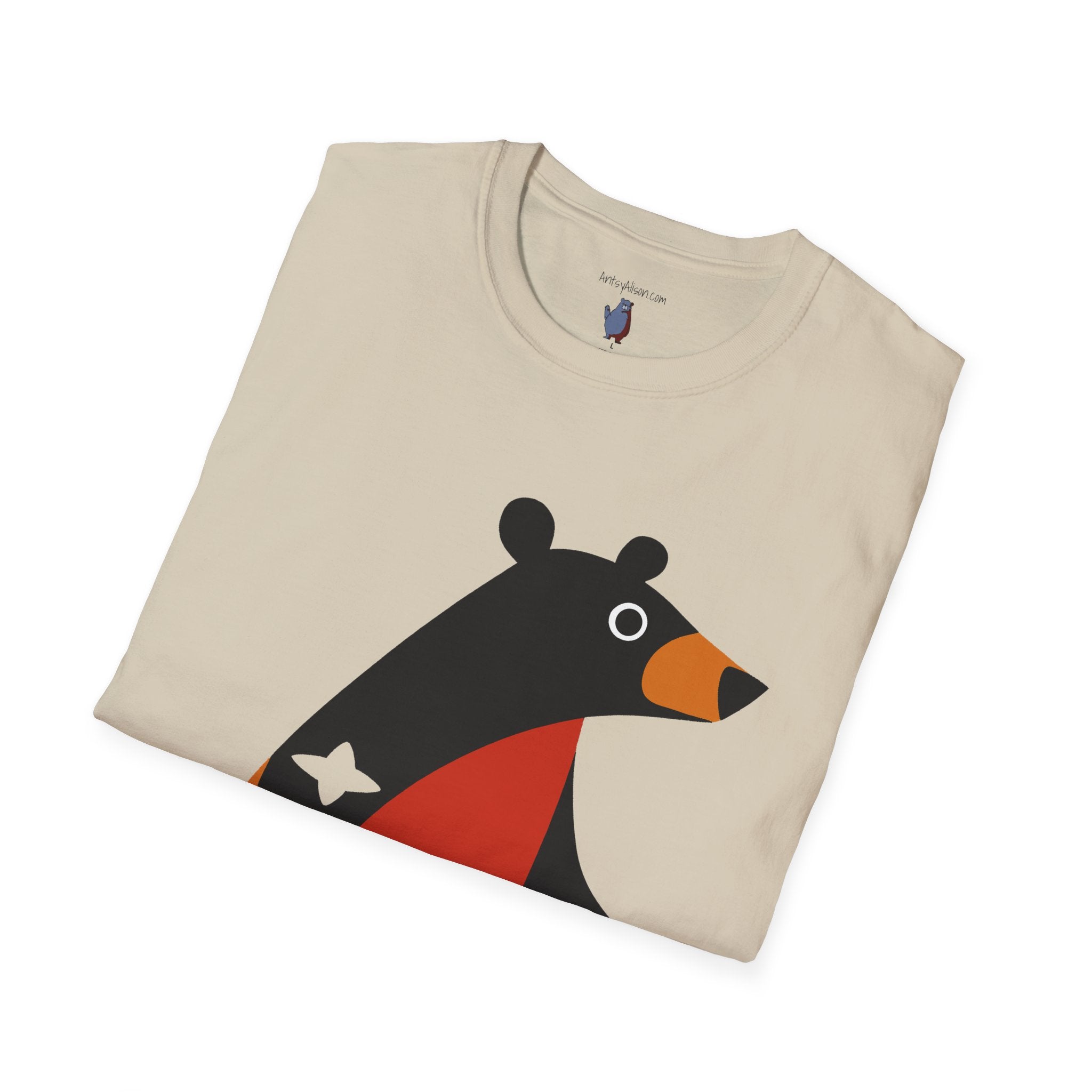 Mod Diamond Black Bear Graphic Art Tee - 100% Cotton T-Shirt