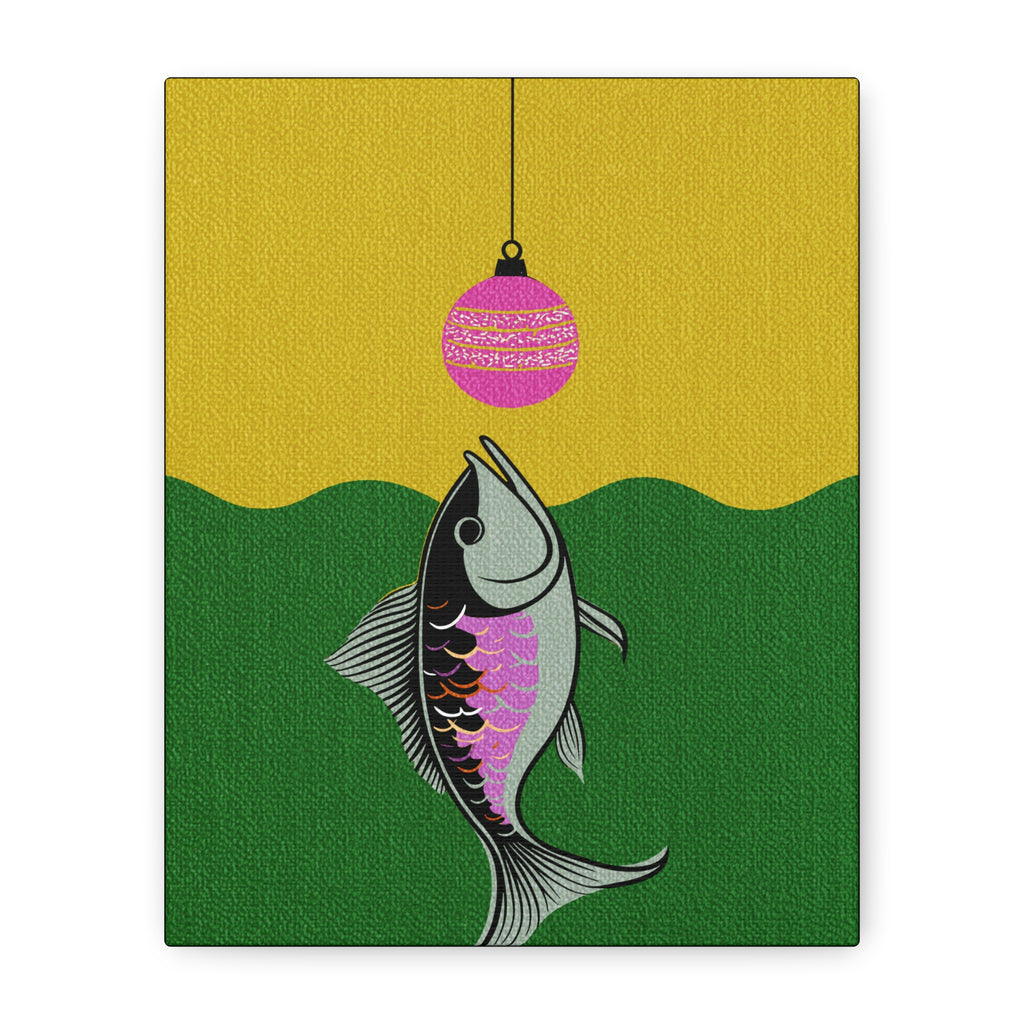 Midwest Mod Holiday Christmas Ornament Lure Fishing No. 2 Print- Matte Canvas, Stretched, 1.25", holiday decor, Christmas, fishing, lures