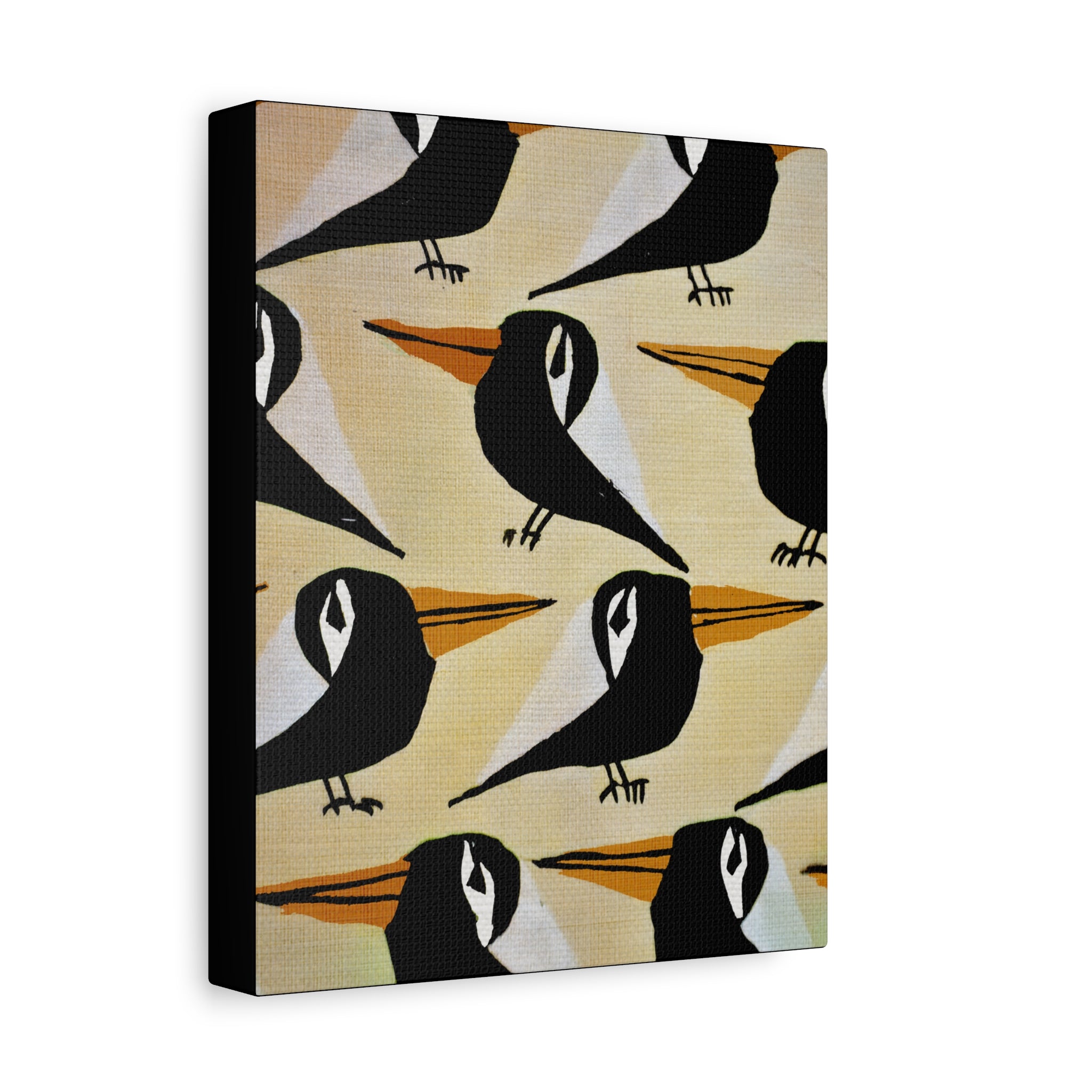 Midwest Modern Black and White Retro Bird Art Print  - Matte Canvas, Stretched, 1.25"