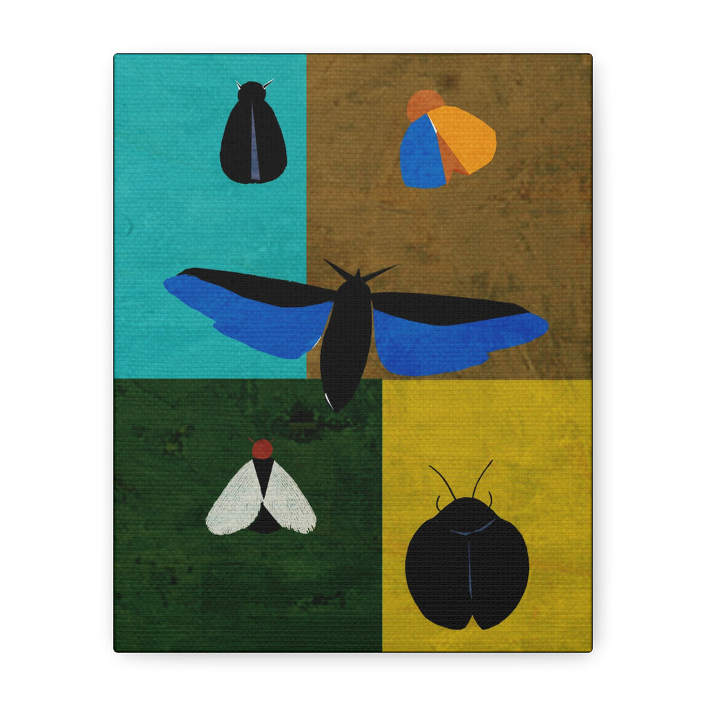 Midwest Modern Insects Grid Print - Matte Canvas, Stretched, 1.25" - insects, moths, bugs, modern, abstract