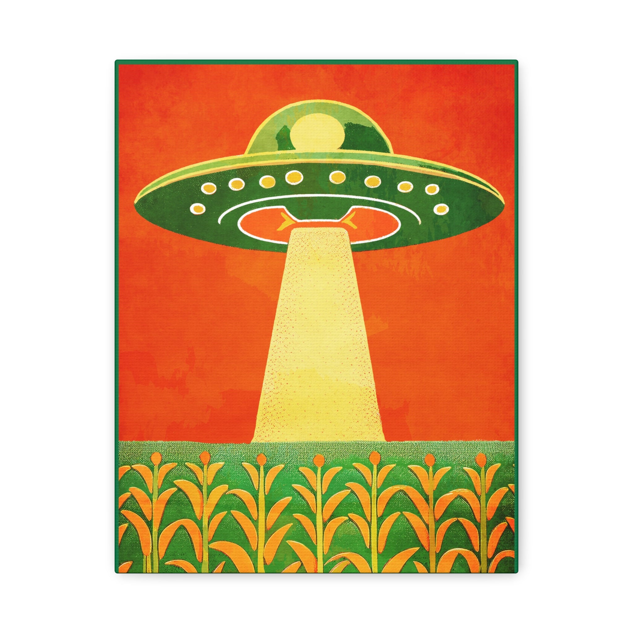 Midwest Modern UFO and Corn Art Print - Matte Canvas, Stretched, 1.25"