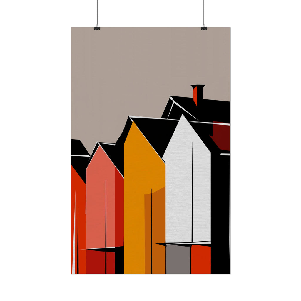 Mid Century Modern Inspired Houses Homes Art Print Rolled Poster | Wall Art, Midwest Mod, Prairie, Architecture