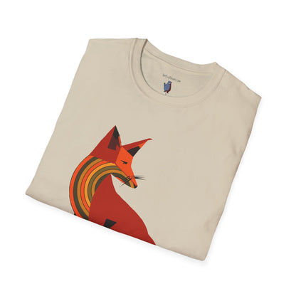 Sassy Striped Fox Graphic Art Tee - 100% Cotton T-Shirt