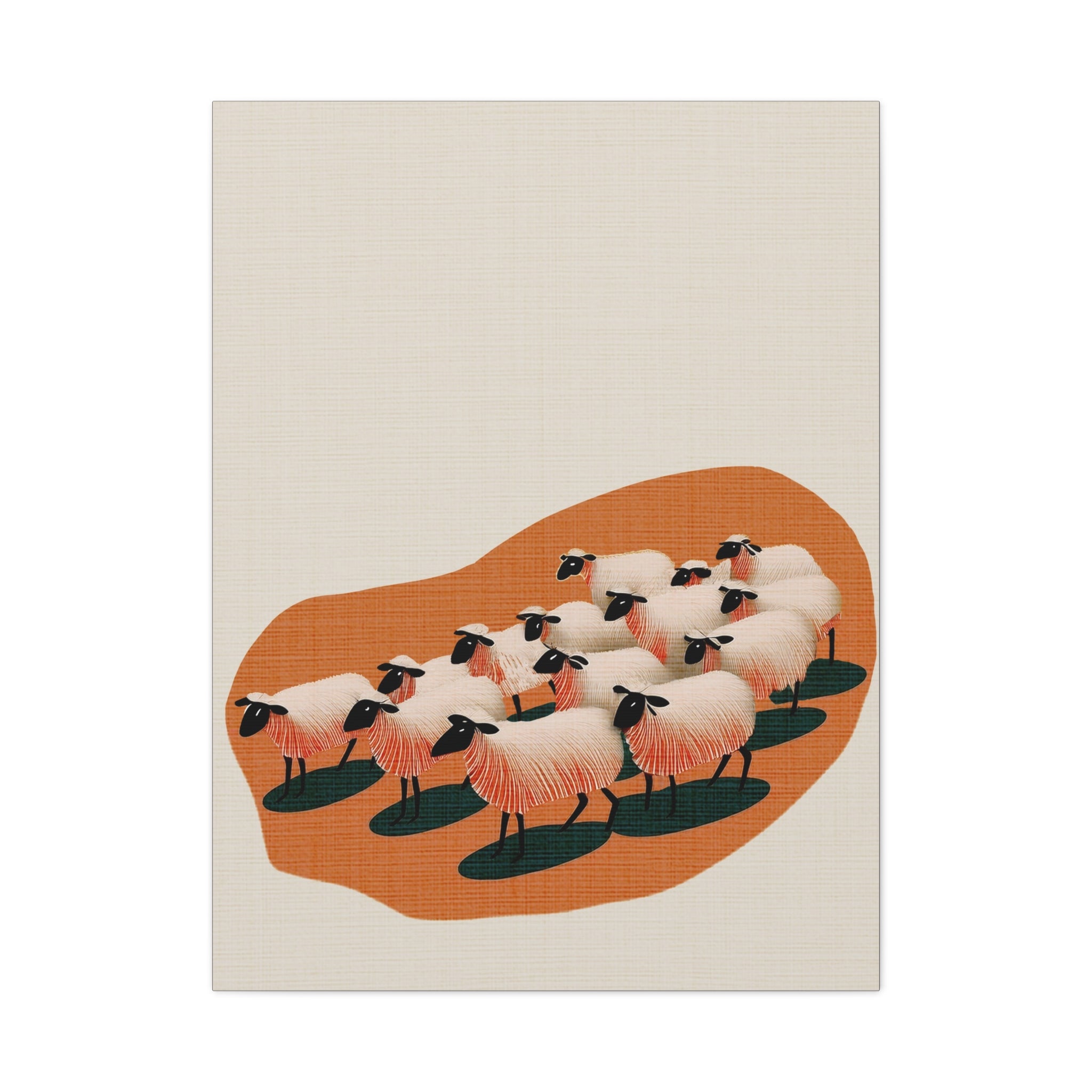 Midwest Modern Abstract Sheep Herd Print - Matte Canvas, Stretched, 1.25" -  home decor, wall art, nature, sheep, retro, atomic, farm
