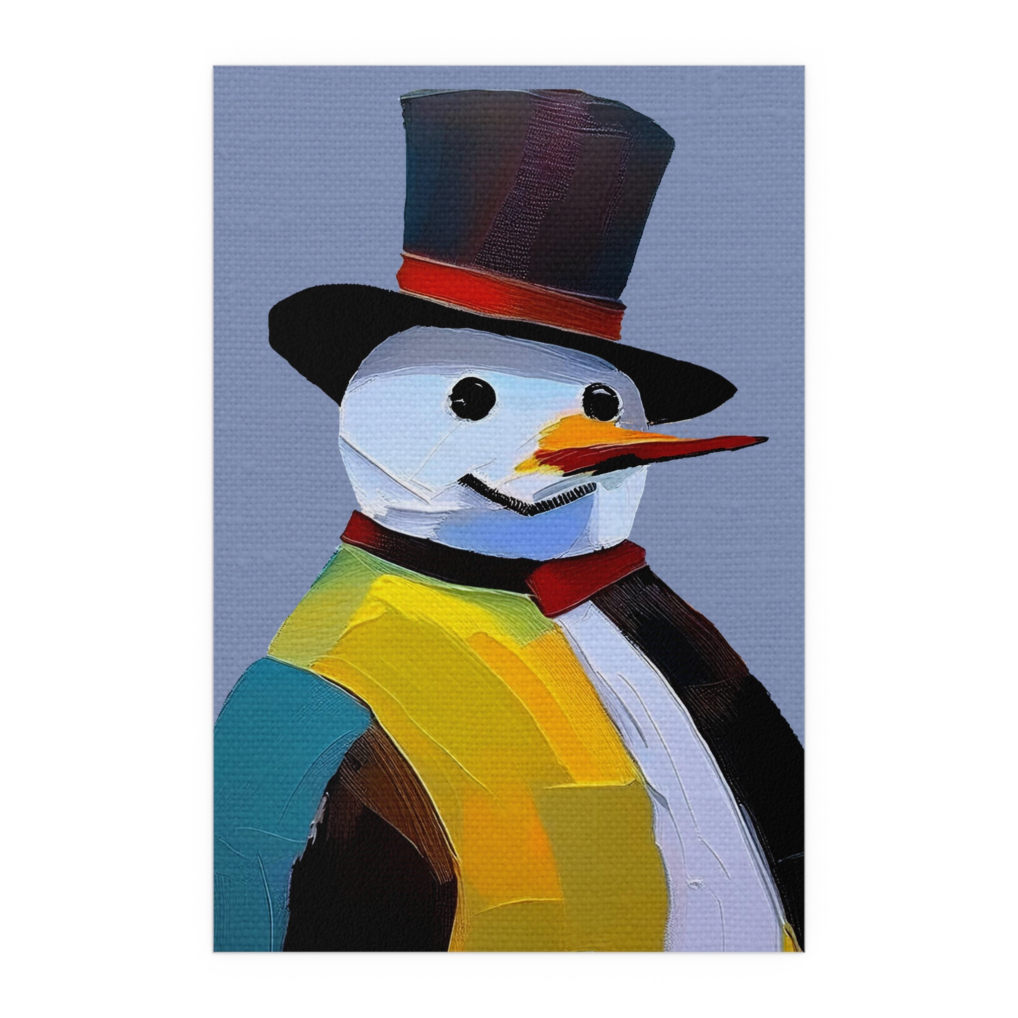 Midwest Mod Painted Snowman Seasonal Silk Poster, Indoor and Outdoor Decor, Unique Home Decor, Seasonal Decor, Christmas, Holiday
