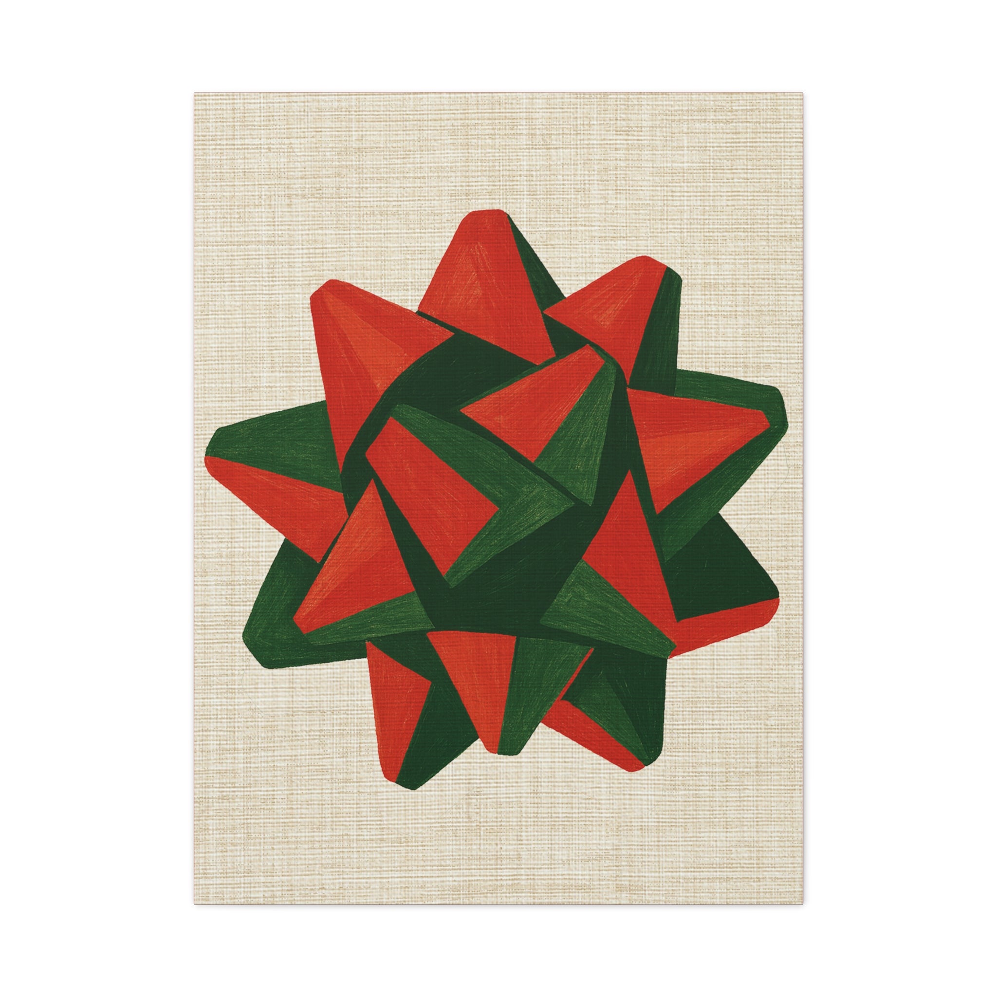 Midwest Mod Seasonal Christmas Art Print - Pop Art Package Bow - Matte Canvas, Stretched, 1.25"