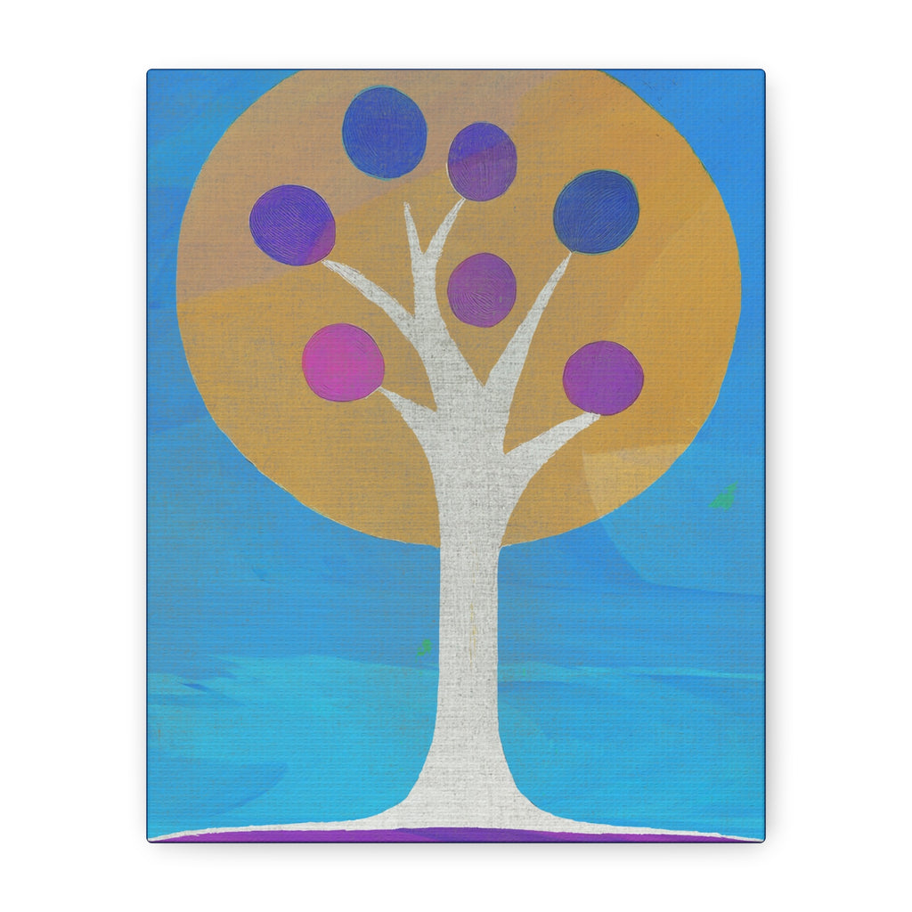 Midwest Modern Abstract Tree in Blue- Matte Canvas, Stretched, 1.25"