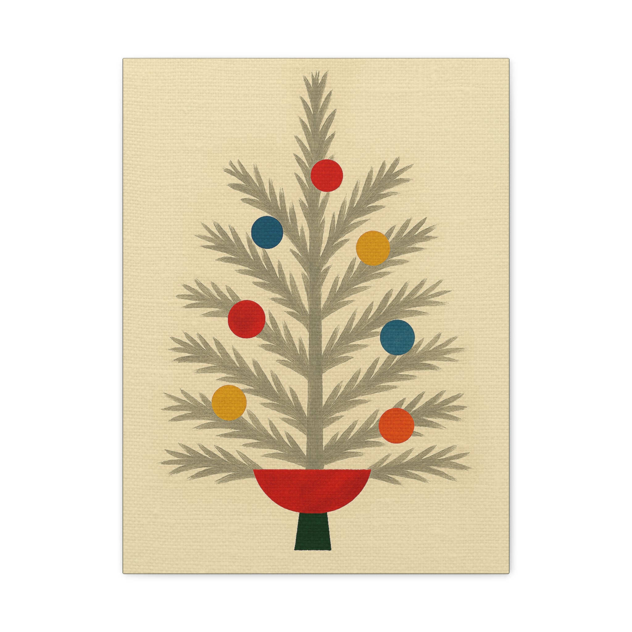 Midwest Mod Seasonal Christmas Art Print - Retro Aluminum Christmas Tree - Matte Canvas, Stretched, 1.25"