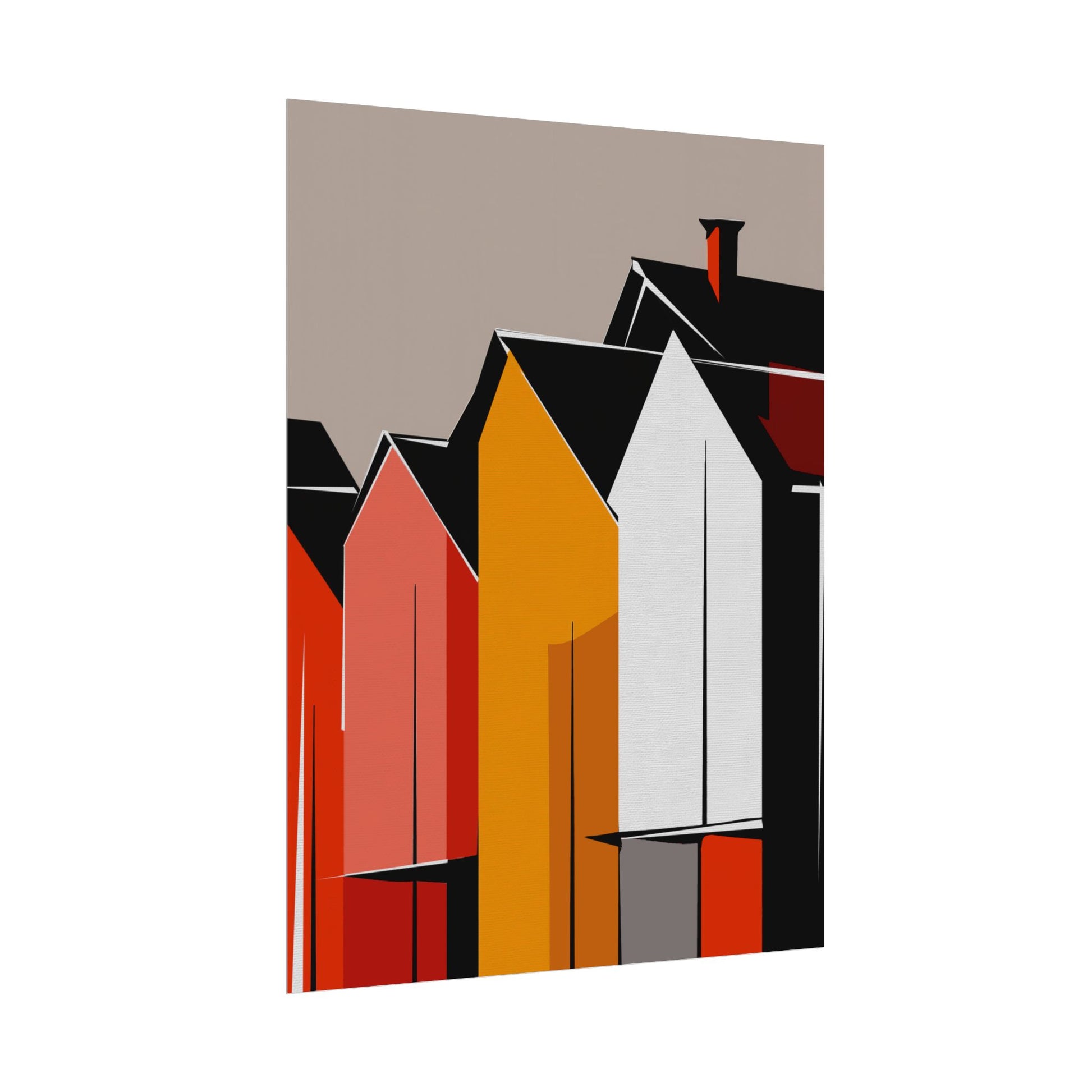 Mid Century Modern Inspired Houses Homes Art Print Rolled Poster | Wall Art, Midwest Mod, Prairie, Architecture