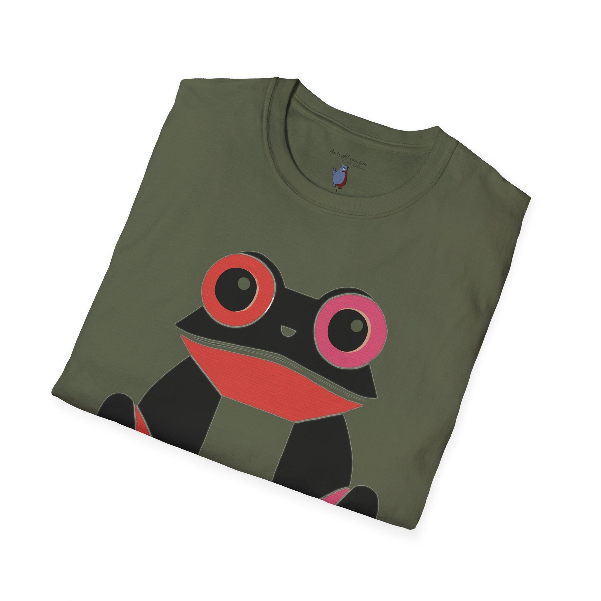 Midwest Modern Pop Iconic Blank and Pink Frog - 100% Cotton Graphic Tee - animal lovers, frogs, amphibians, black, pink