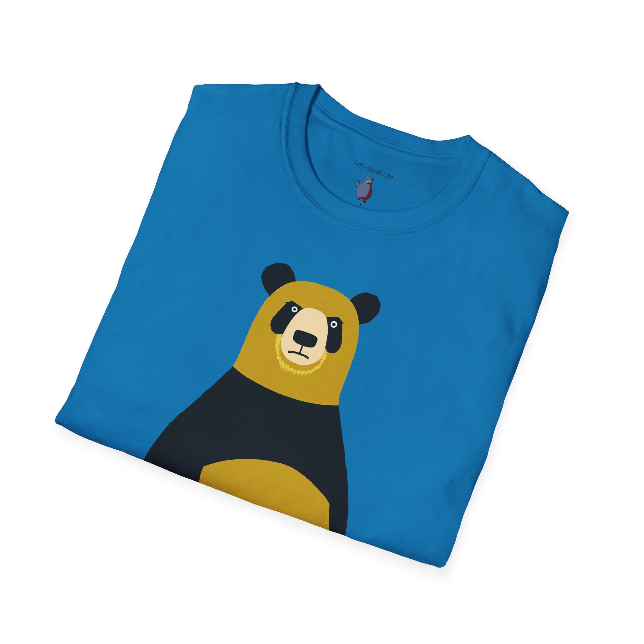 Yellow and Black Bear Number 5 Graphic Art - 100% Cotton T-Shirt