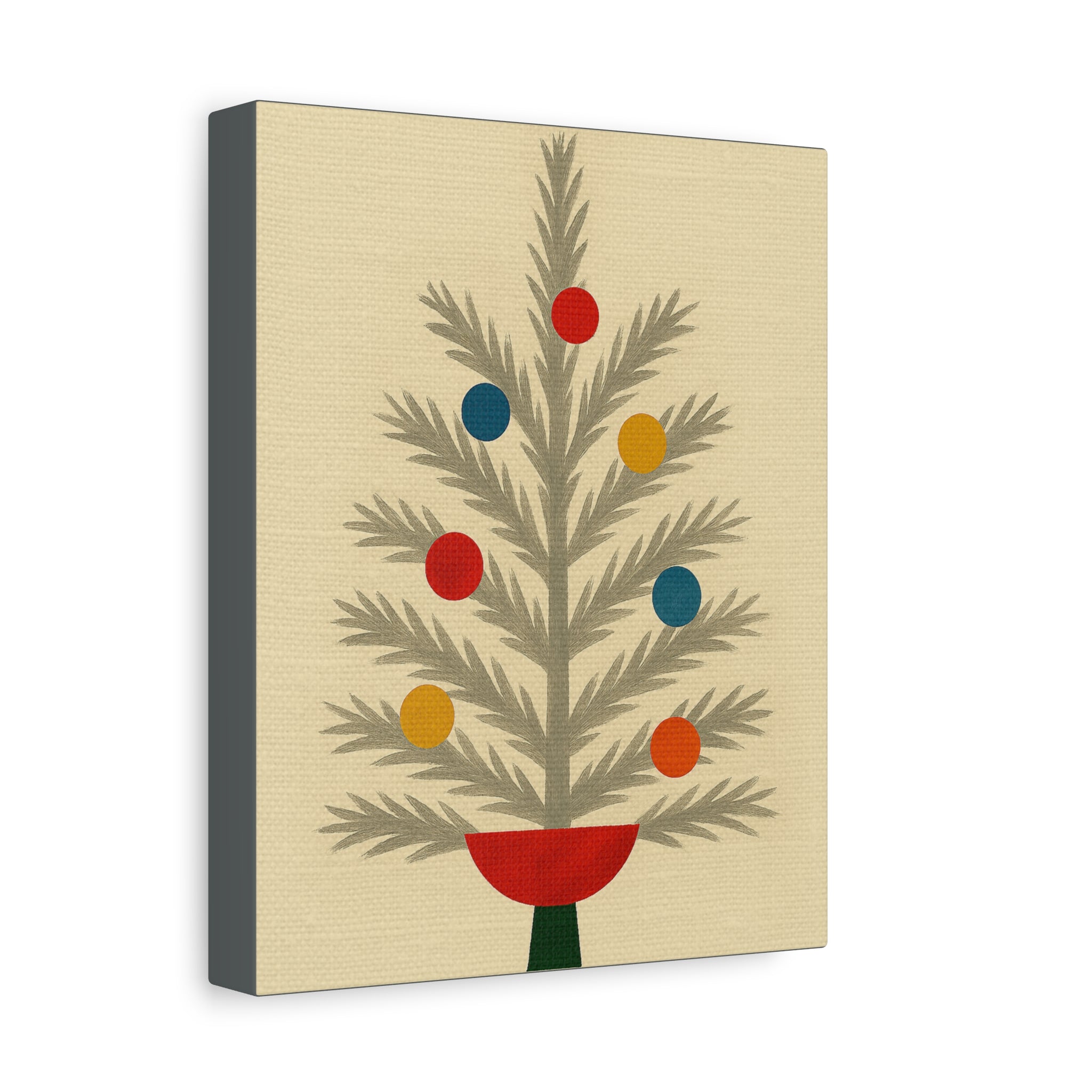 Midwest Mod Seasonal Christmas Art Print - Retro Aluminum Christmas Tree - Matte Canvas, Stretched, 1.25"