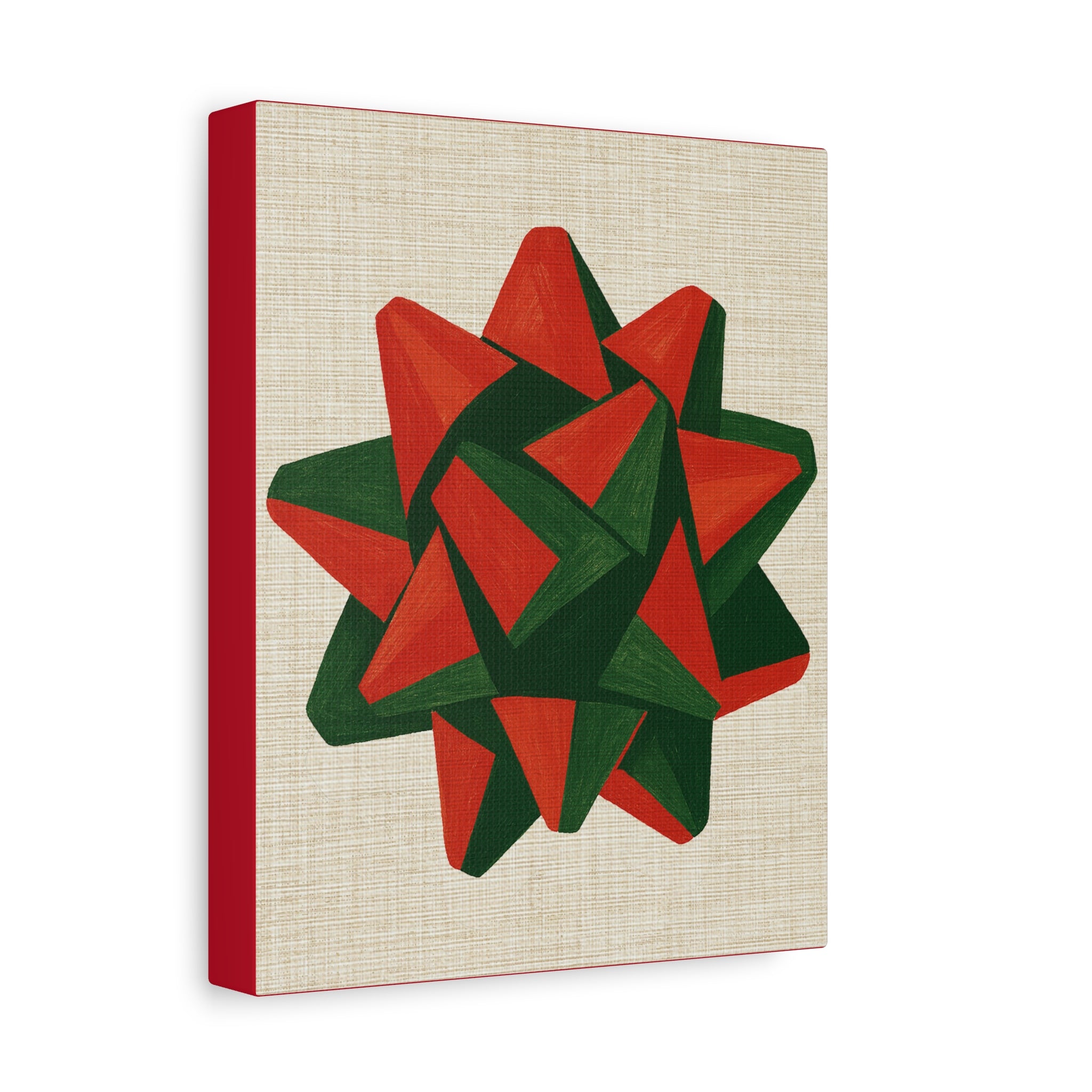 Midwest Mod Seasonal Christmas Art Print - Pop Art Package Bow - Matte Canvas, Stretched, 1.25"