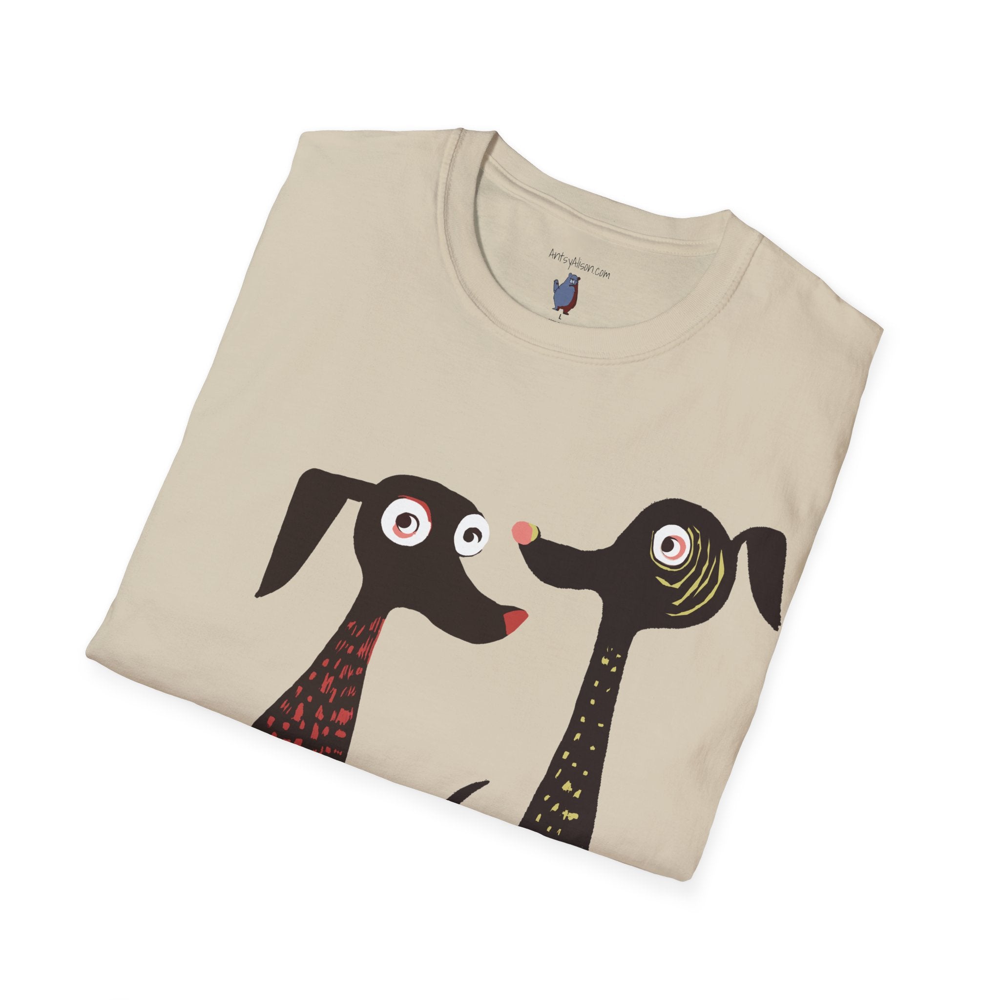 Retro Dog Duo Graphic Art Unisex T-Shirt - 100% Cotton