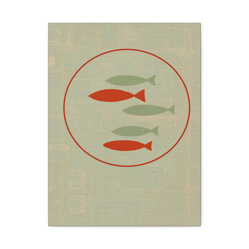 Midwest Modern Circle of Fish Print - Matte Canvas, Stretched, 1.25" -  home decor, wall art, nature, fish