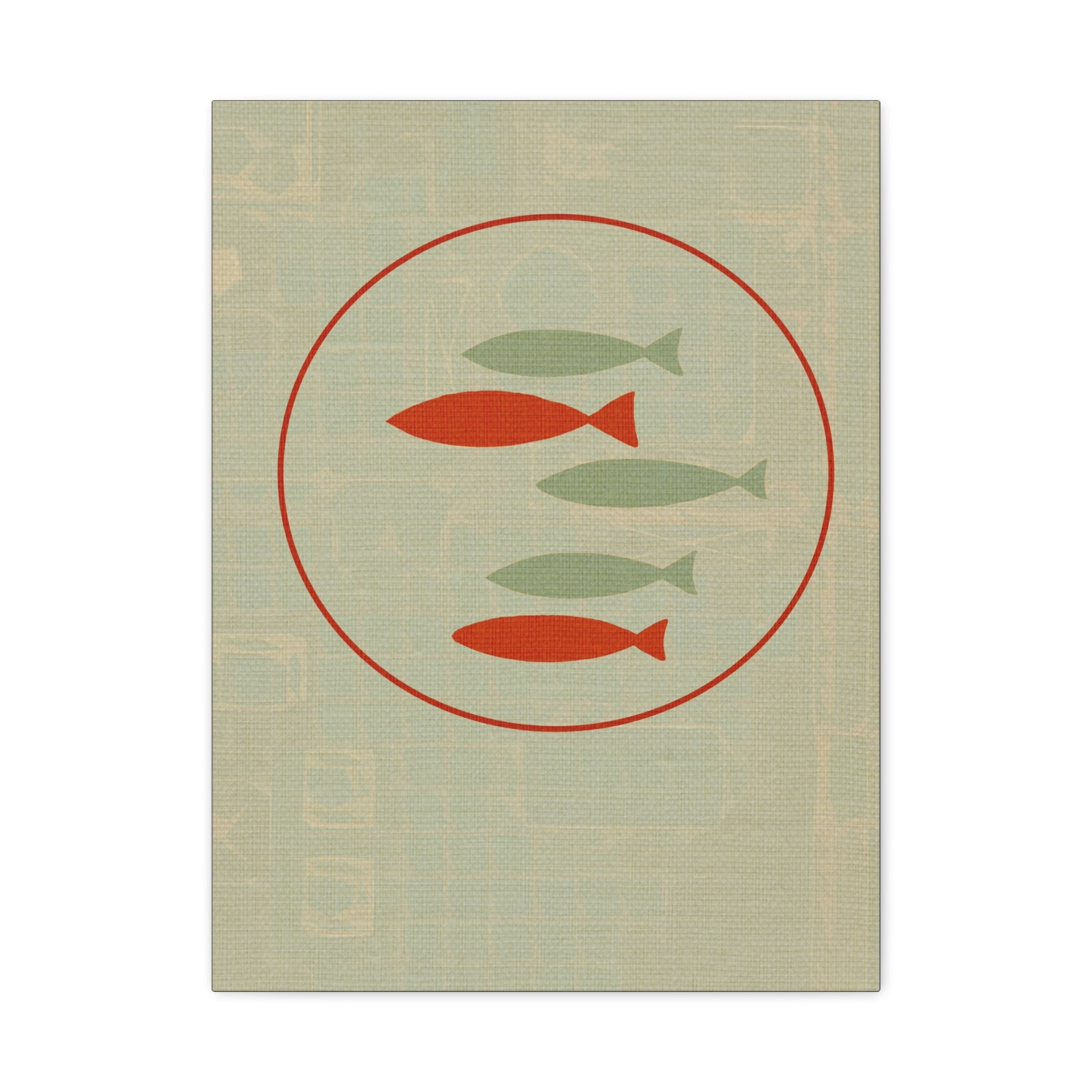 Midwest Modern Circle of Fish Print - Matte Canvas, Stretched, 1.25" -  home decor, wall art, nature, fish