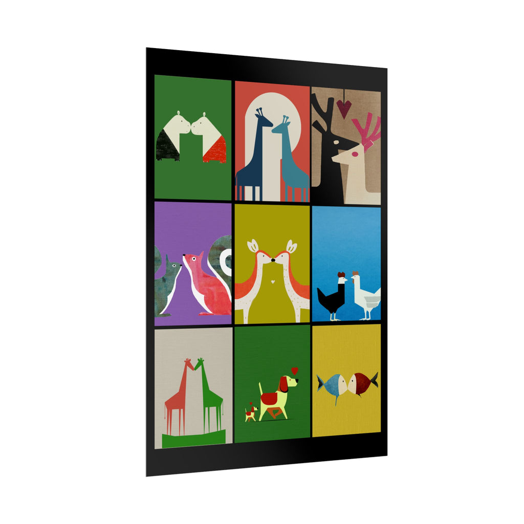 Midwest Modern Animal Love, Rolled Poster -  animals, nature, love, valentines, colorful, mod