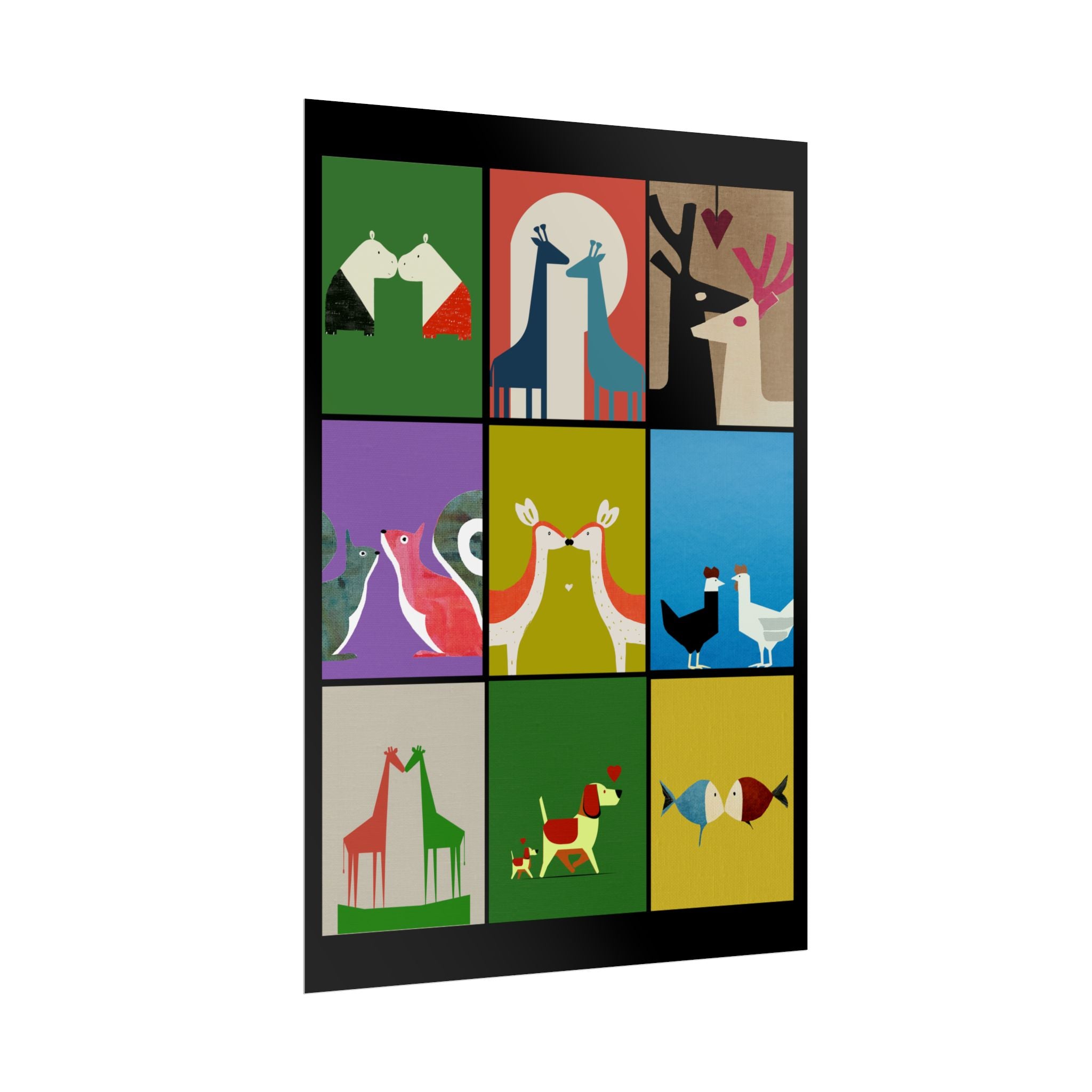 Midwest Modern Animal Love, Rolled Poster -  animals, nature, love, valentines, colorful, mod