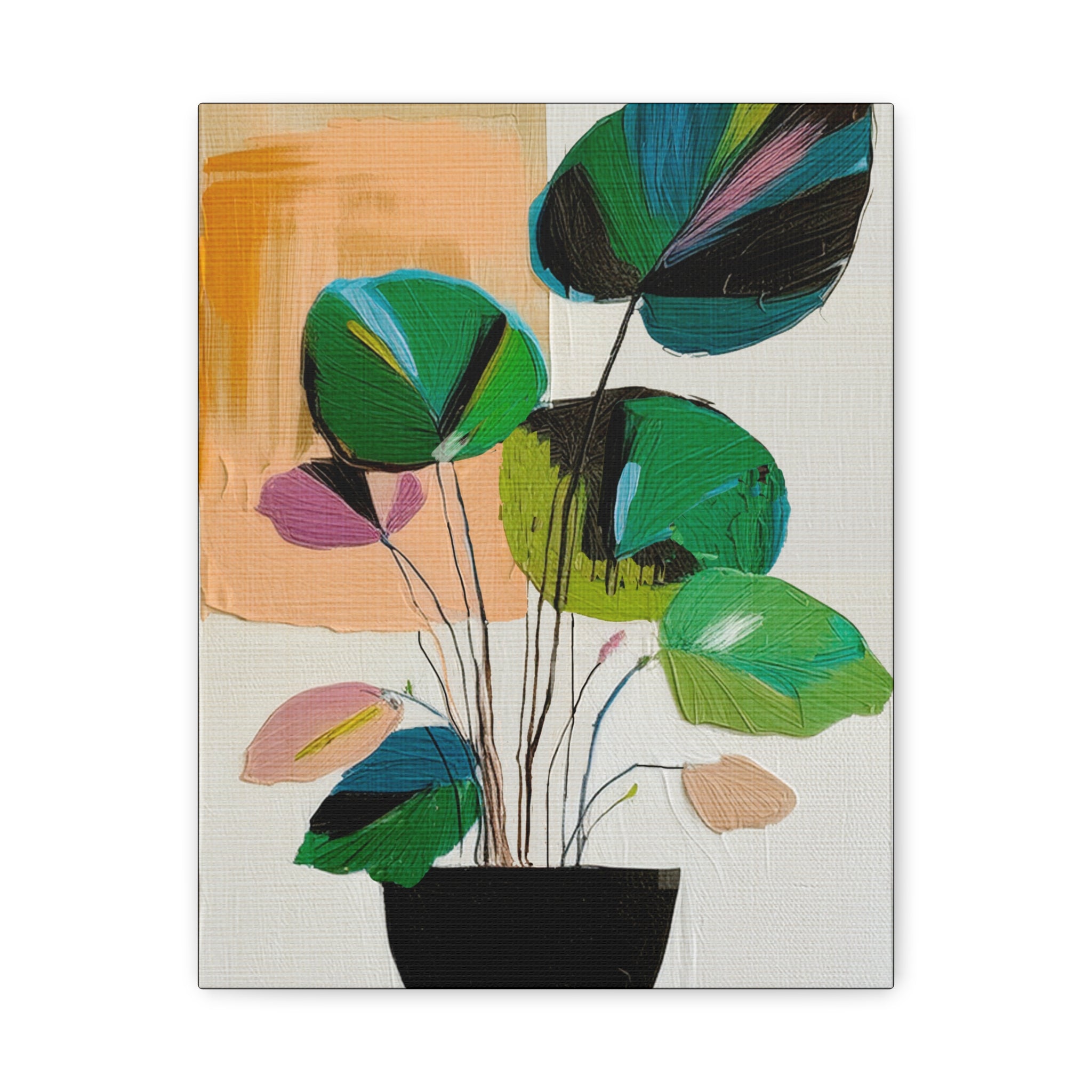 Midwest Mod Abstract Houseplant Plant Art Print No. 600 - Matte Canvas, Stretched, 1.25"