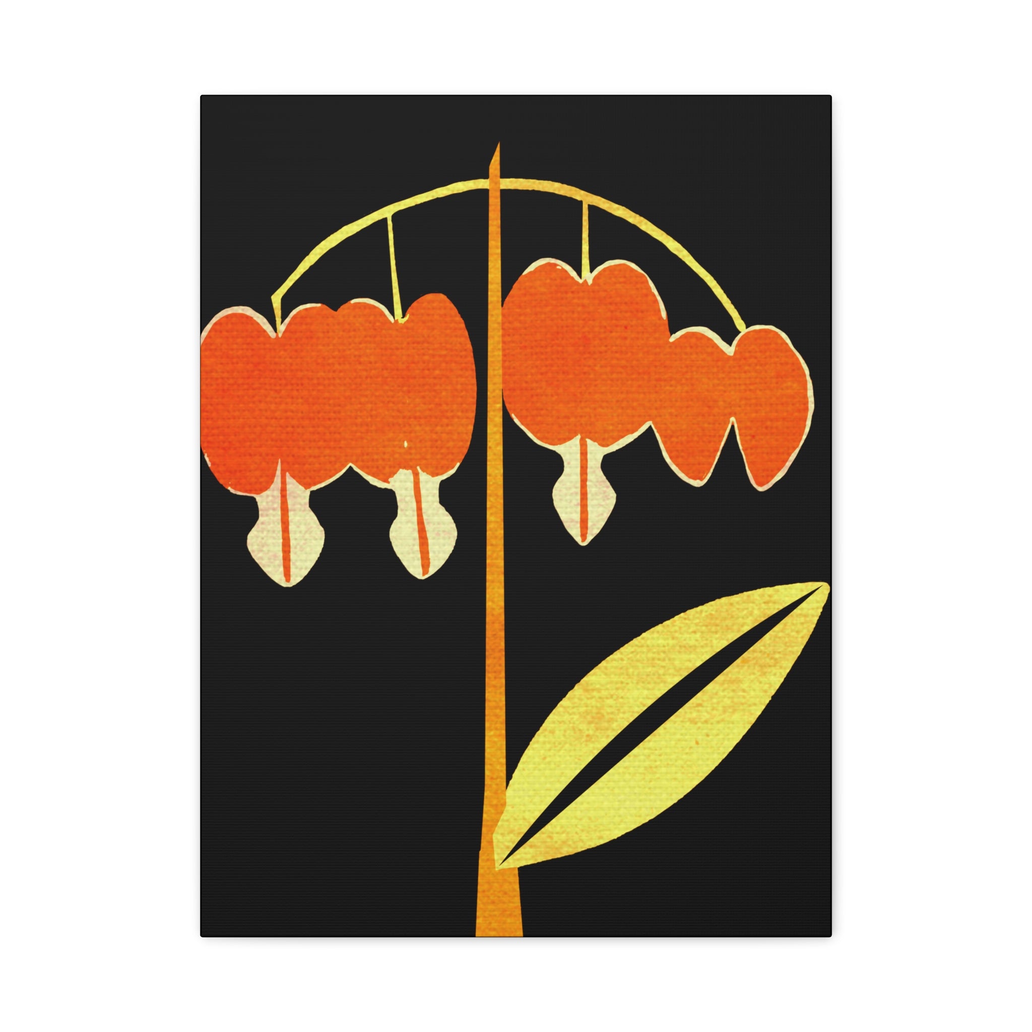 Midwest Modern Abstract Bleeding Heart Plant Print - Matte Canvas, Stretched, 1.25"