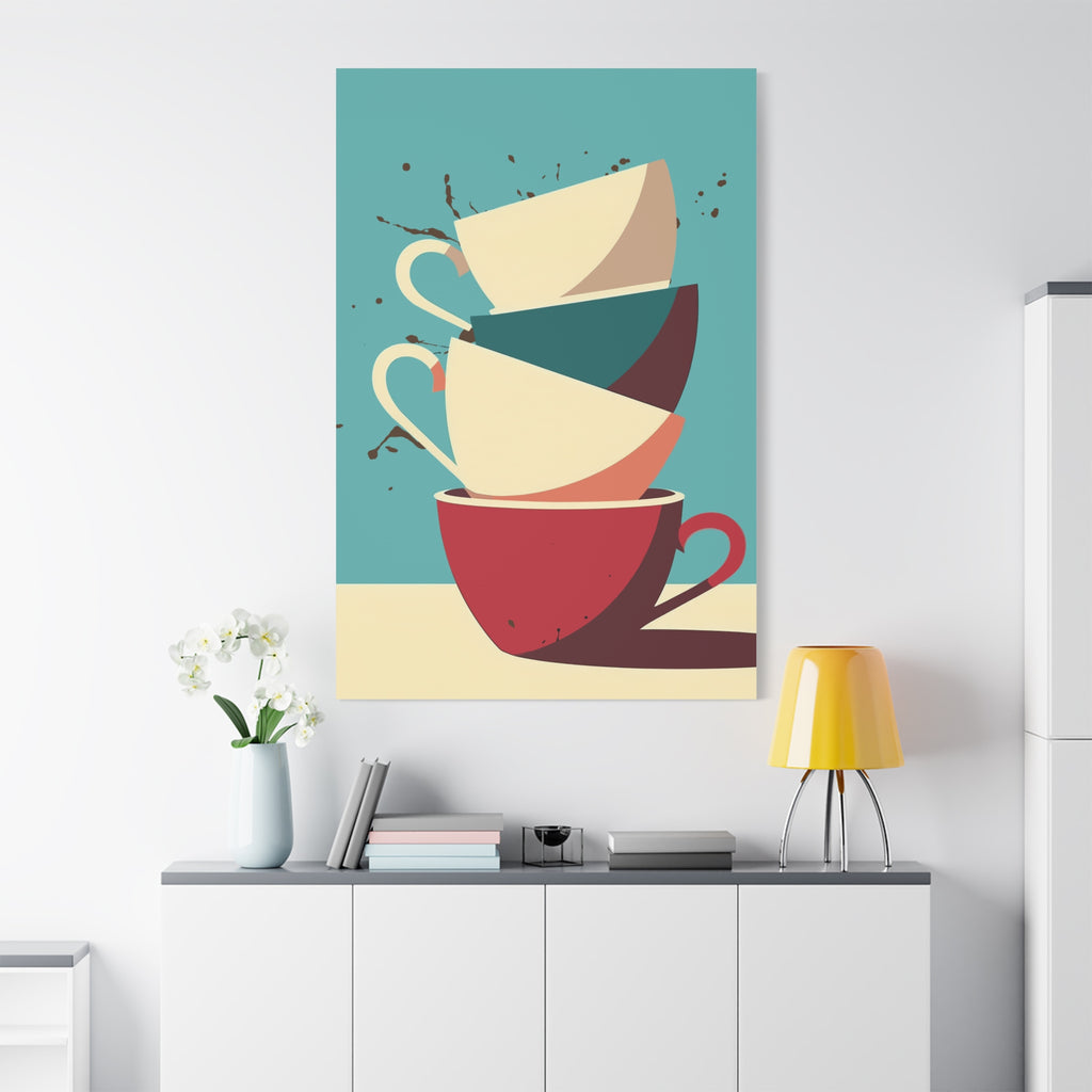 Modern Balancing Coffee Cup Art Print - Matte Canvas, Stretched, 1.25"