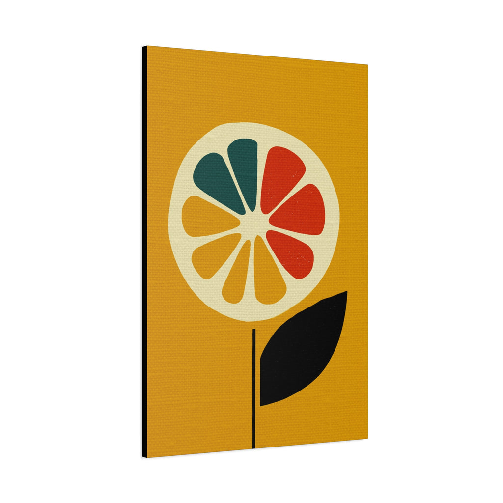 Midwest Modern Icon Pop Art Lemon Flower Print - Matte Canvas, Stretched, 1.25" - wall decor, fun art,  bold, lemons, floral