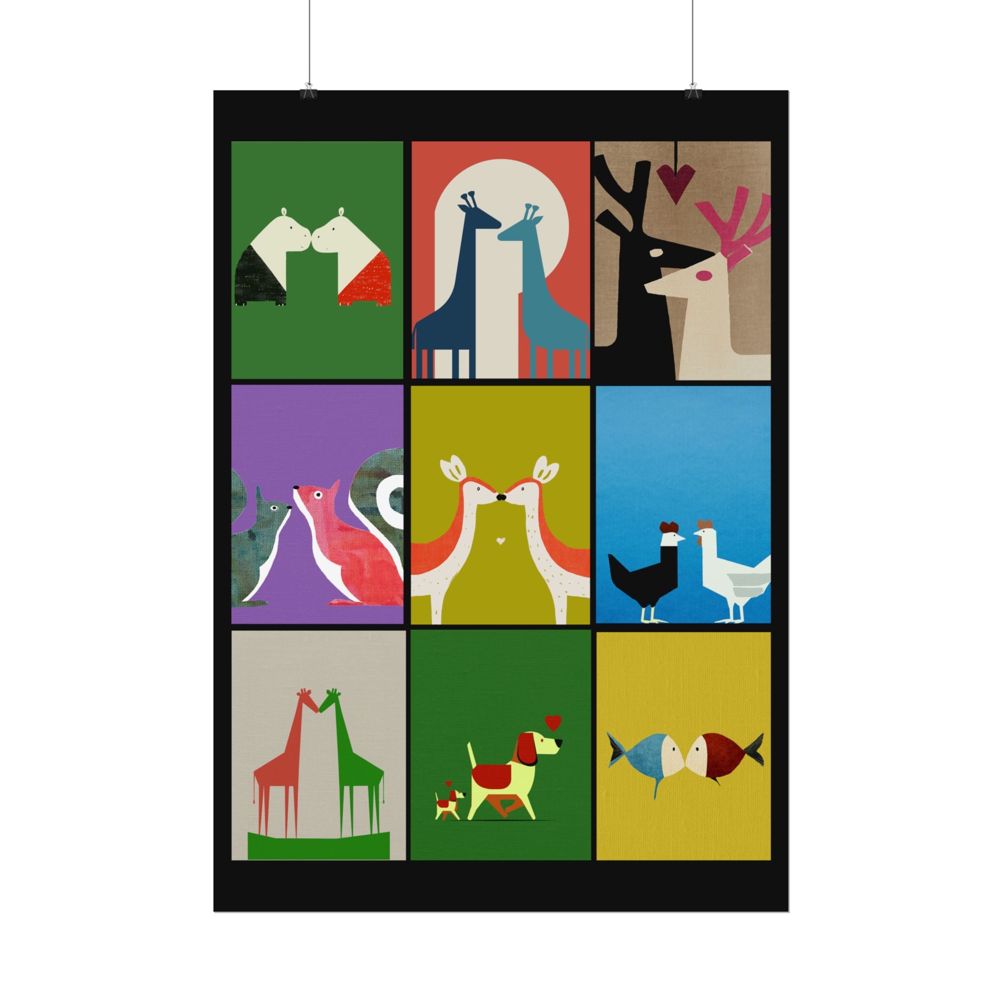 Midwest Modern Animal Love, Rolled Poster -  animals, nature, love, valentines, colorful, mod