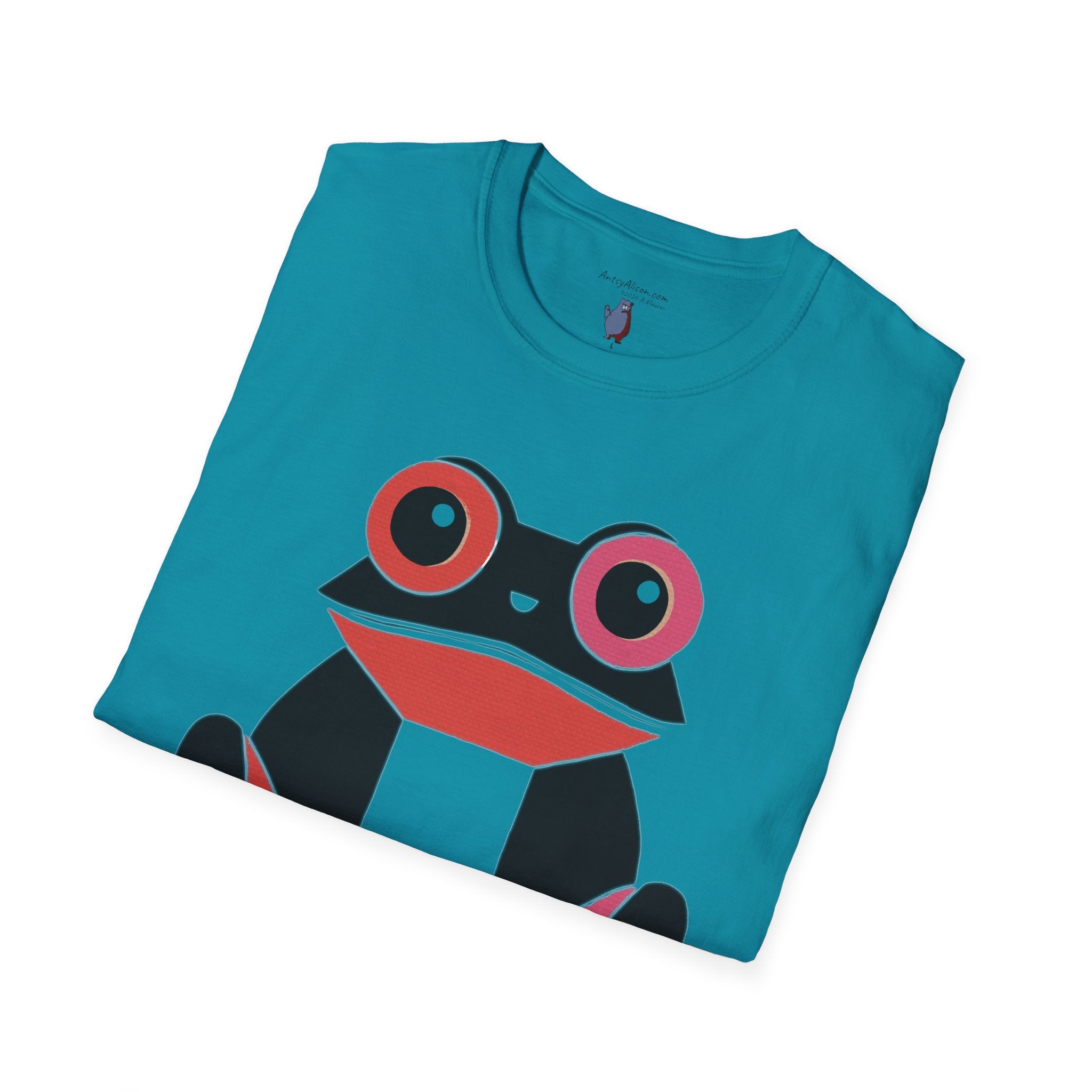 Midwest Modern Pop Iconic Blank and Pink Frog - 100% Cotton Graphic Tee - animal lovers, frogs, amphibians, black, pink