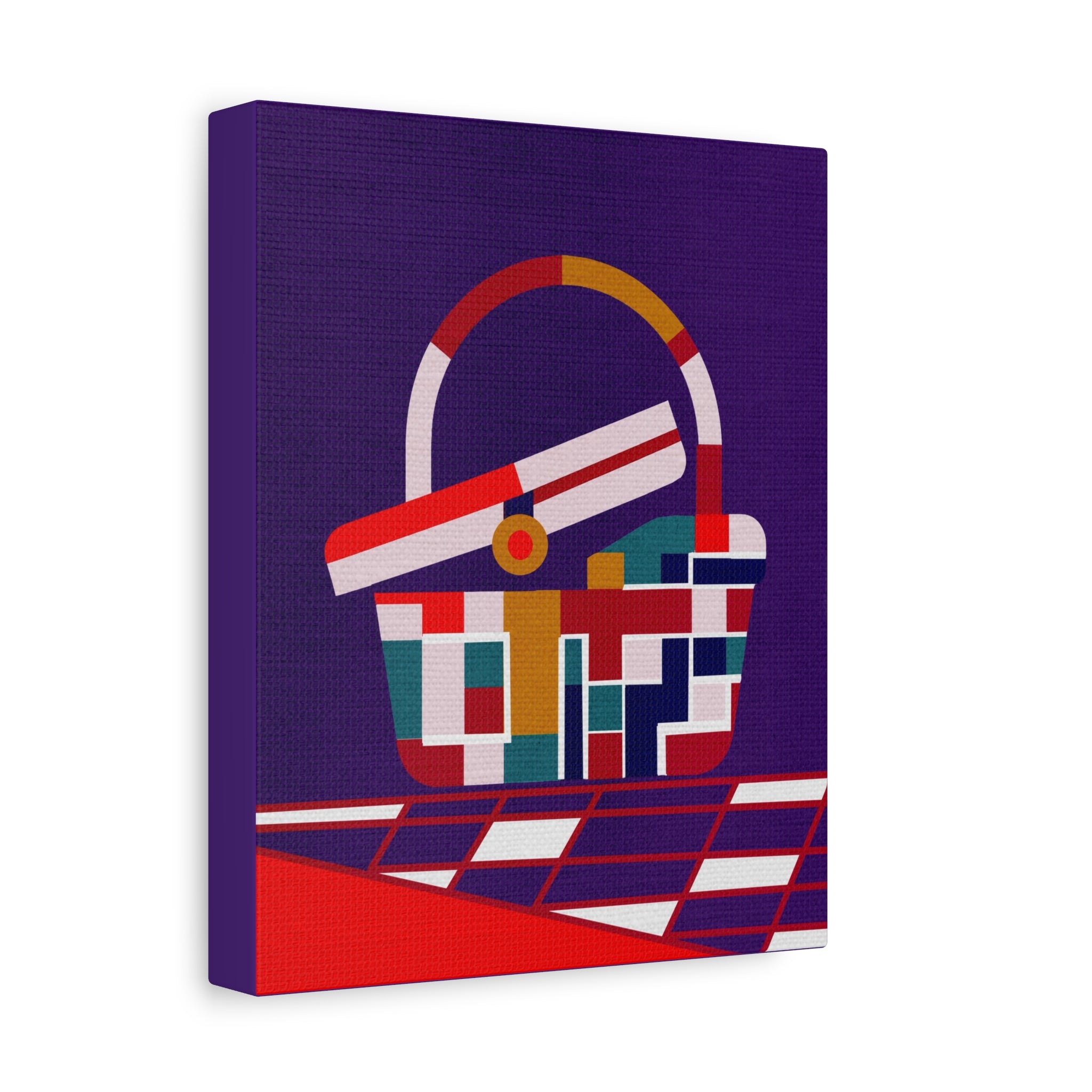 Midwest Modern Abstract Picnic Basket Pop Art Print - Matte Canvas, Stretched, 1.25" -  home decor, wall art, pop art, picnic, summer