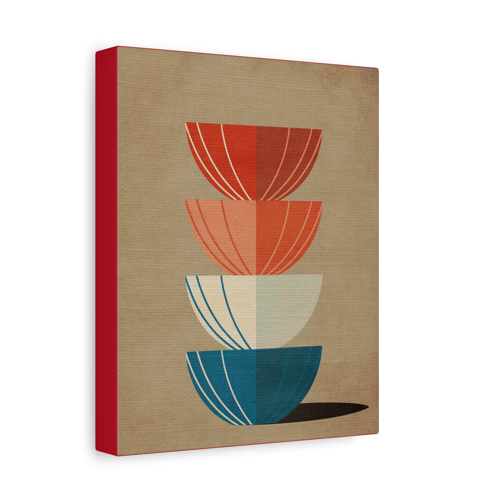 Midwest Modern Striped Stack of Bowls - Matte Canvas, Stretched, 1.25" -  home decor, wall art, bowls, kitchen, dining