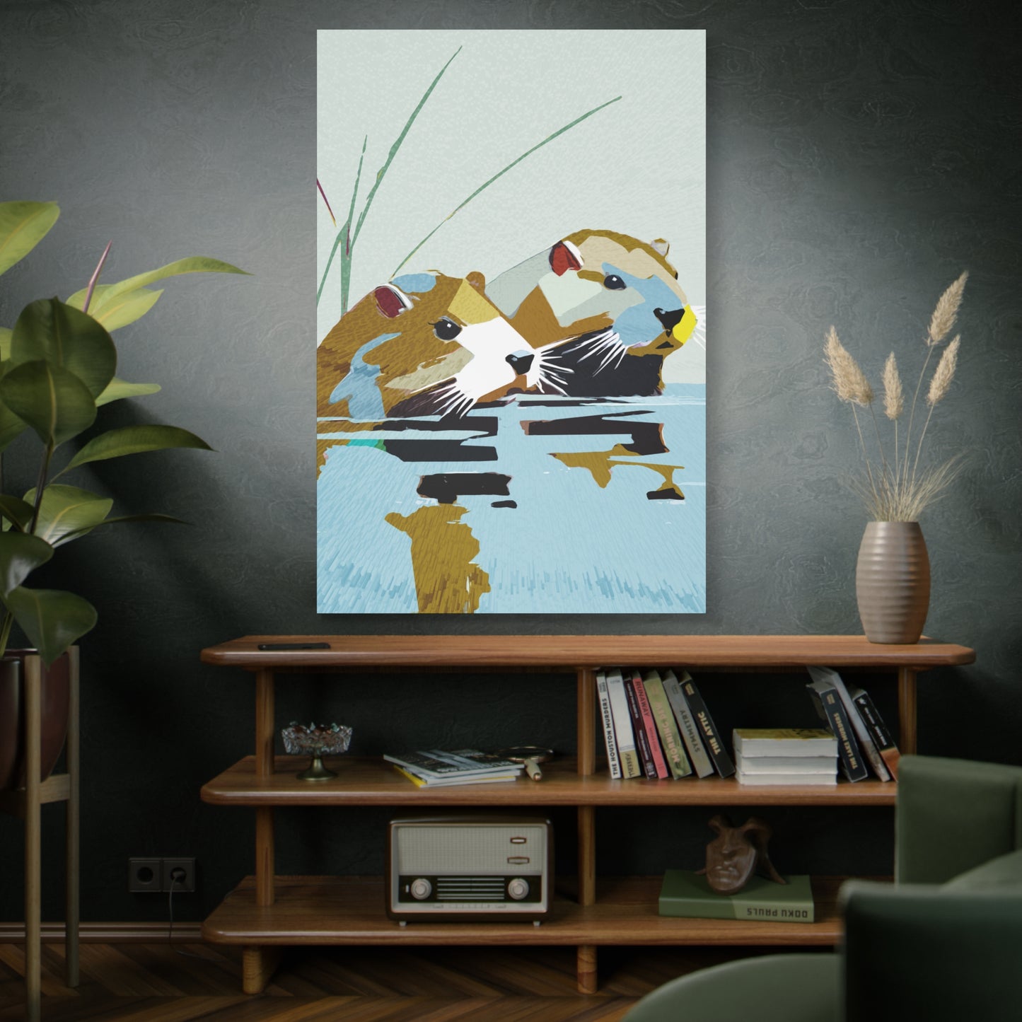 Surveying - Modern Abstract Beaver Couple - Matte Canvas, Stretched, 1.25"