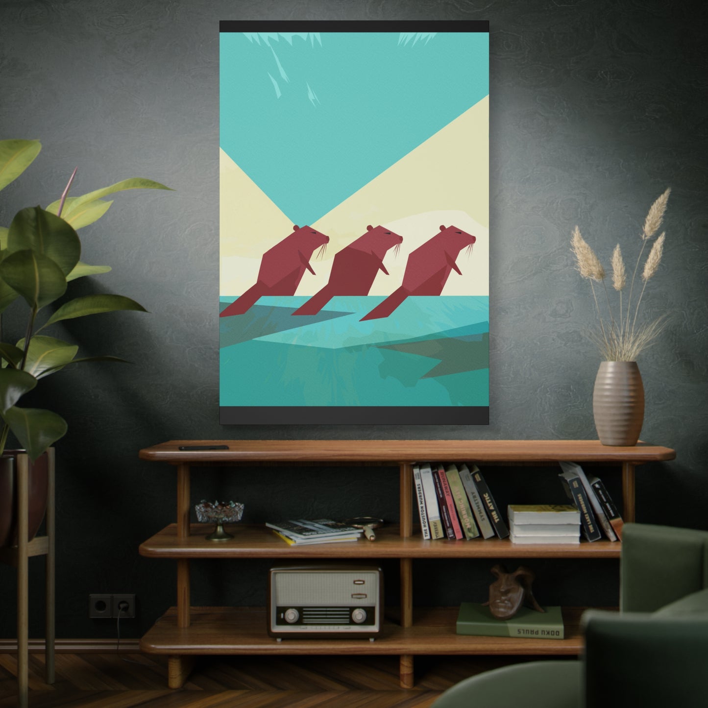 Ready to Build - Modern Abstract Beaver Trio - Matte Canvas, Stretched, 1.25"